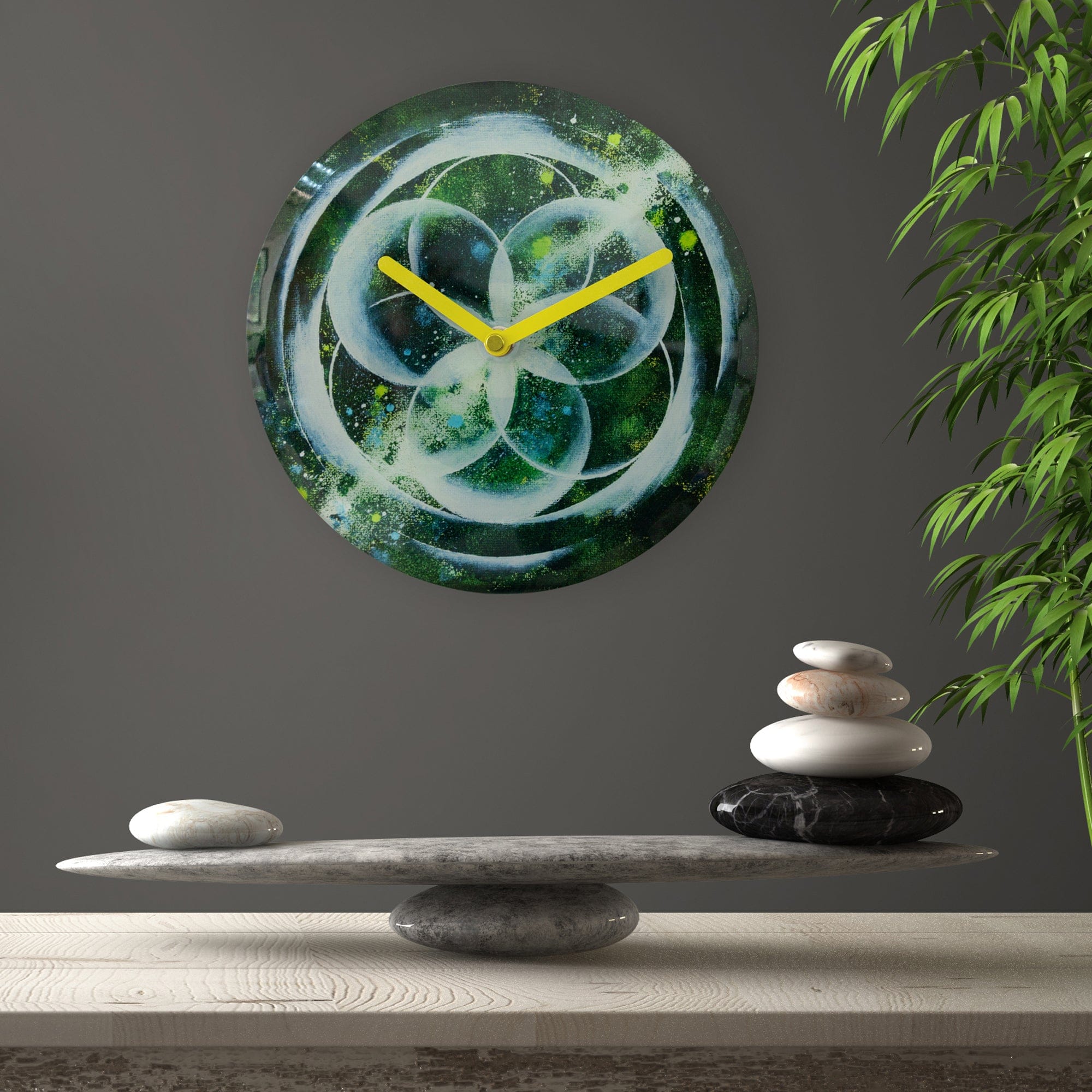 Table/Wall clock 20cm - Silent - Green -  Tempered Glass - "Cosmo Table" - Goat Corp