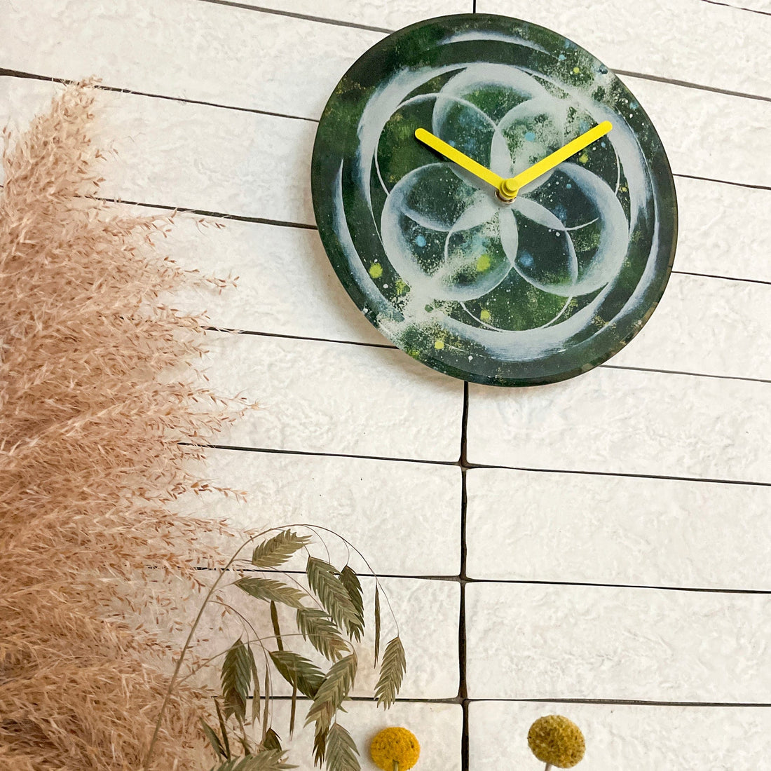 Table/Wall clock 20cm - Silent - Green -  Tempered Glass - "Cosmo Table" - Goat Corp