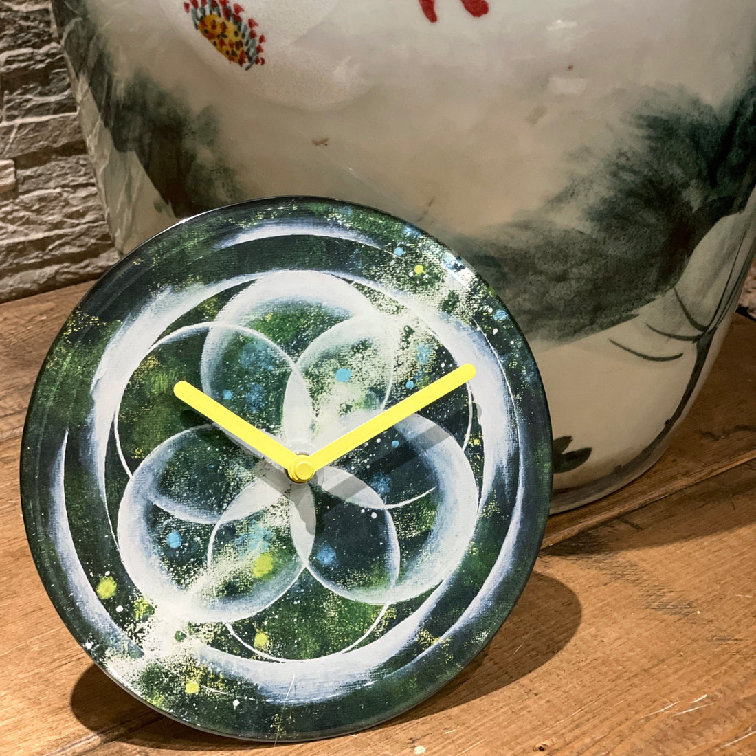 Table/Wall clock 20cm - Silent - Green -  Tempered Glass - "Cosmo Table" - Goat Corp