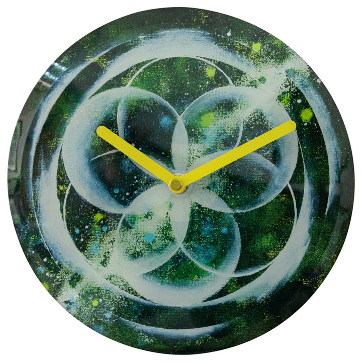 Table/Wall clock 20cm - Silent - Green -  Tempered Glass - "Cosmo Table" - Goat Corp
