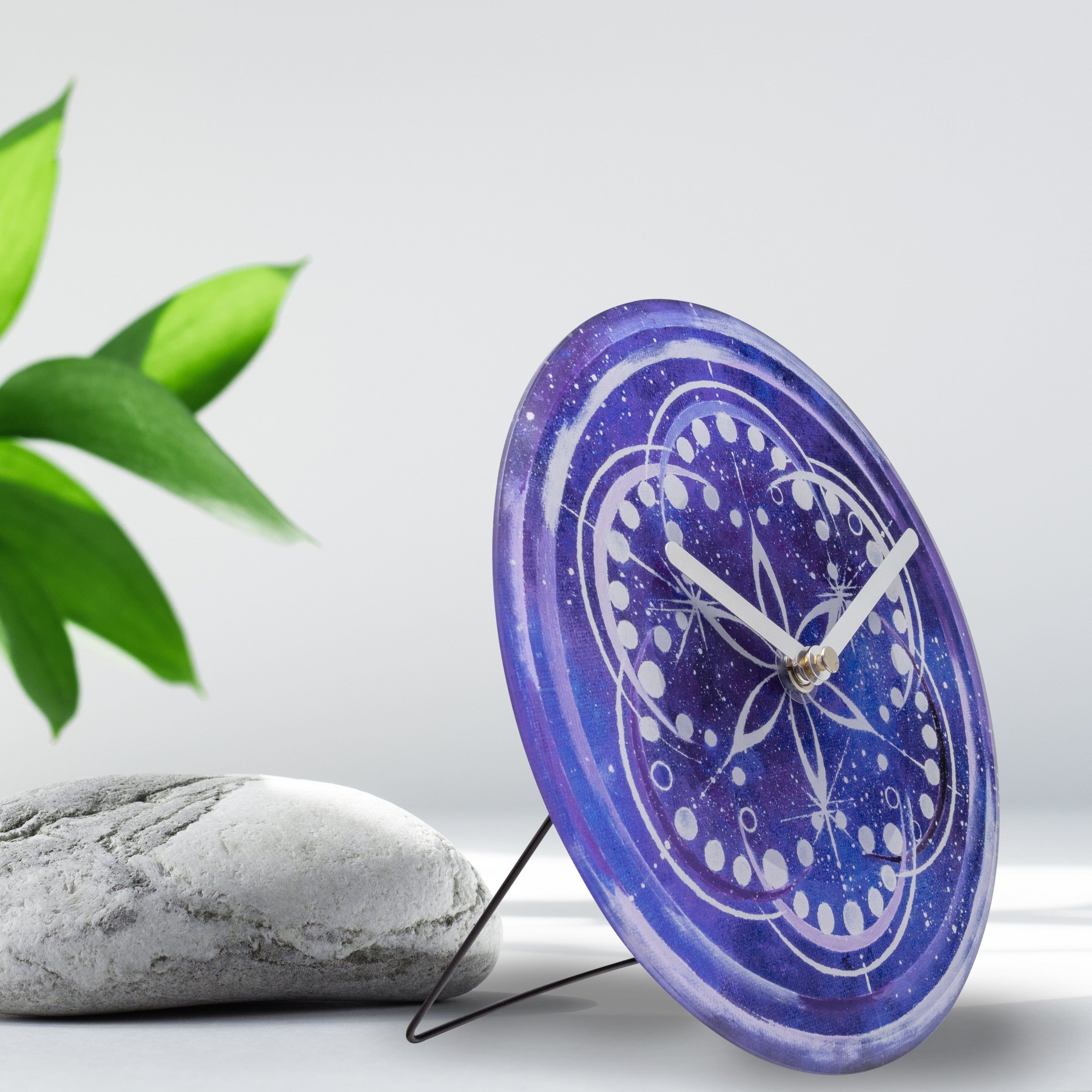 Table/Wall clock 20cm - Silent - Indigo -  Tempered Glass - "Cosmo Table" - Goat Corp