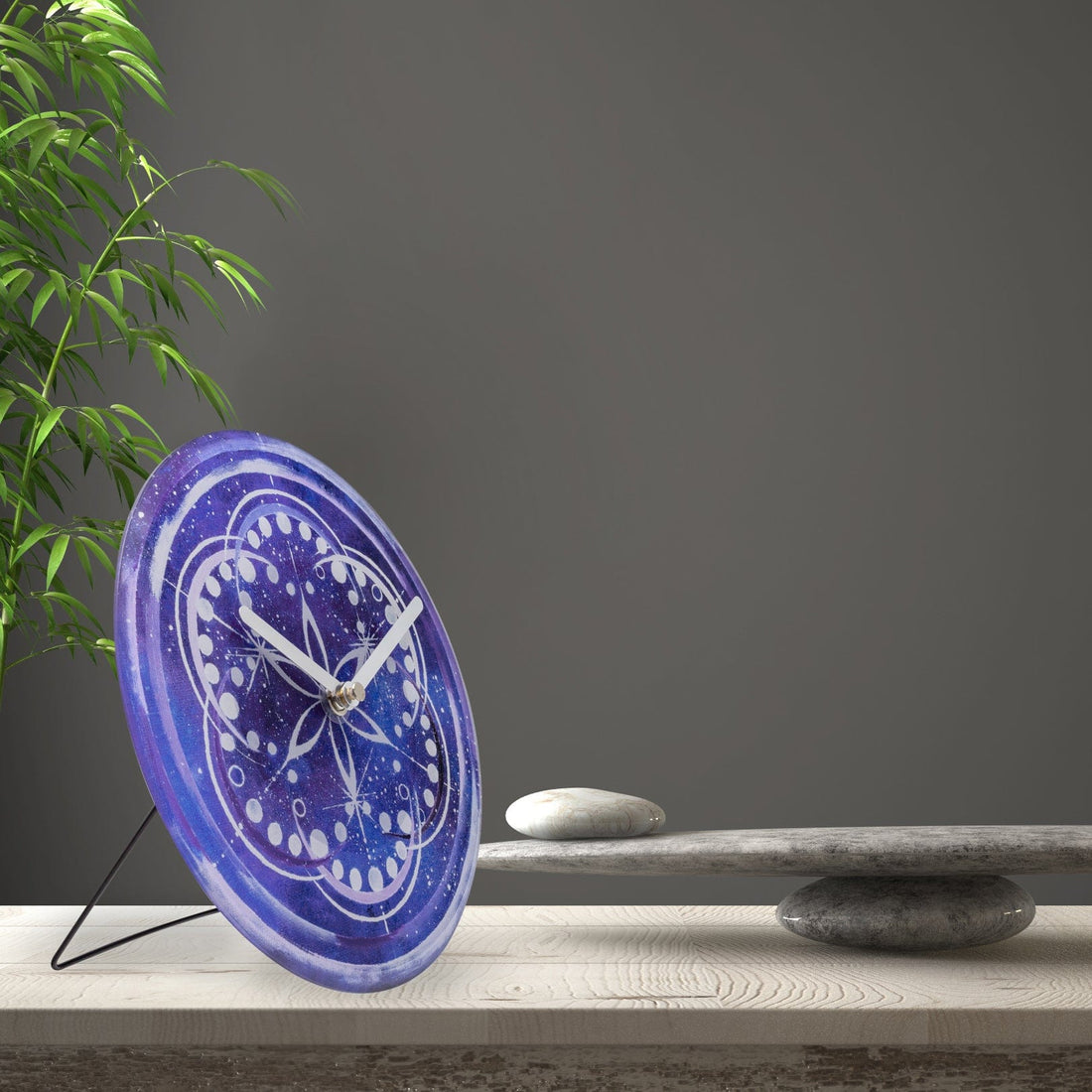 Table/Wall clock 20cm - Silent - Indigo -  Tempered Glass - "Cosmo Table" - Goat Corp