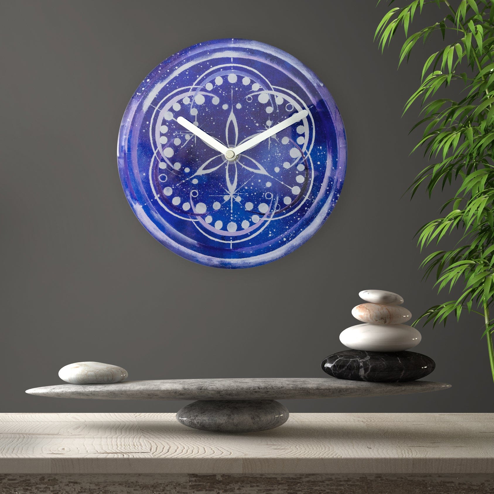Table/Wall clock 20cm - Silent - Indigo -  Tempered Glass - "Cosmo Table" - Goat Corp