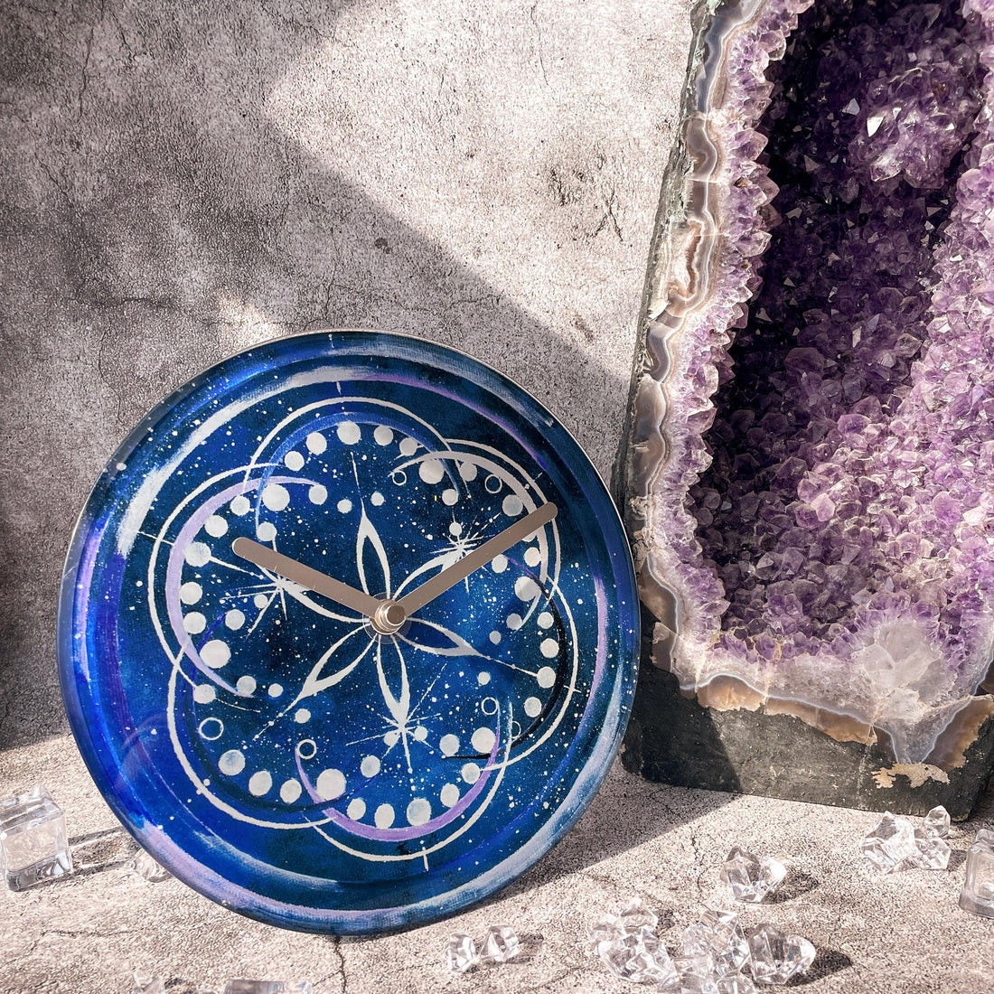 Table/Wall clock 20cm - Silent - Indigo -  Tempered Glass - "Cosmo Table" - Goat Corp