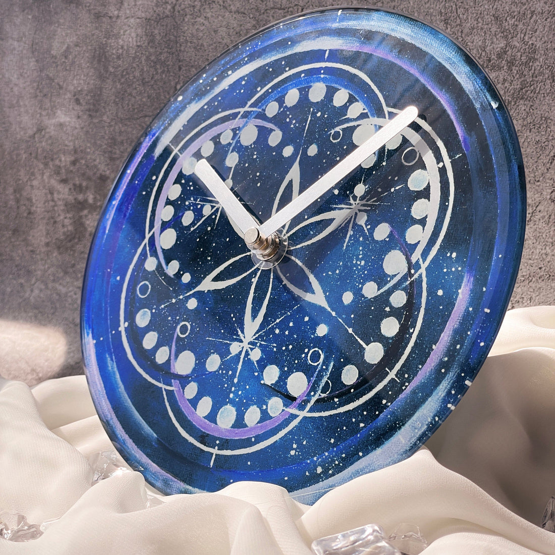 Table/Wall clock 20cm - Silent - Indigo -  Tempered Glass - "Cosmo Table" - Goat Corp