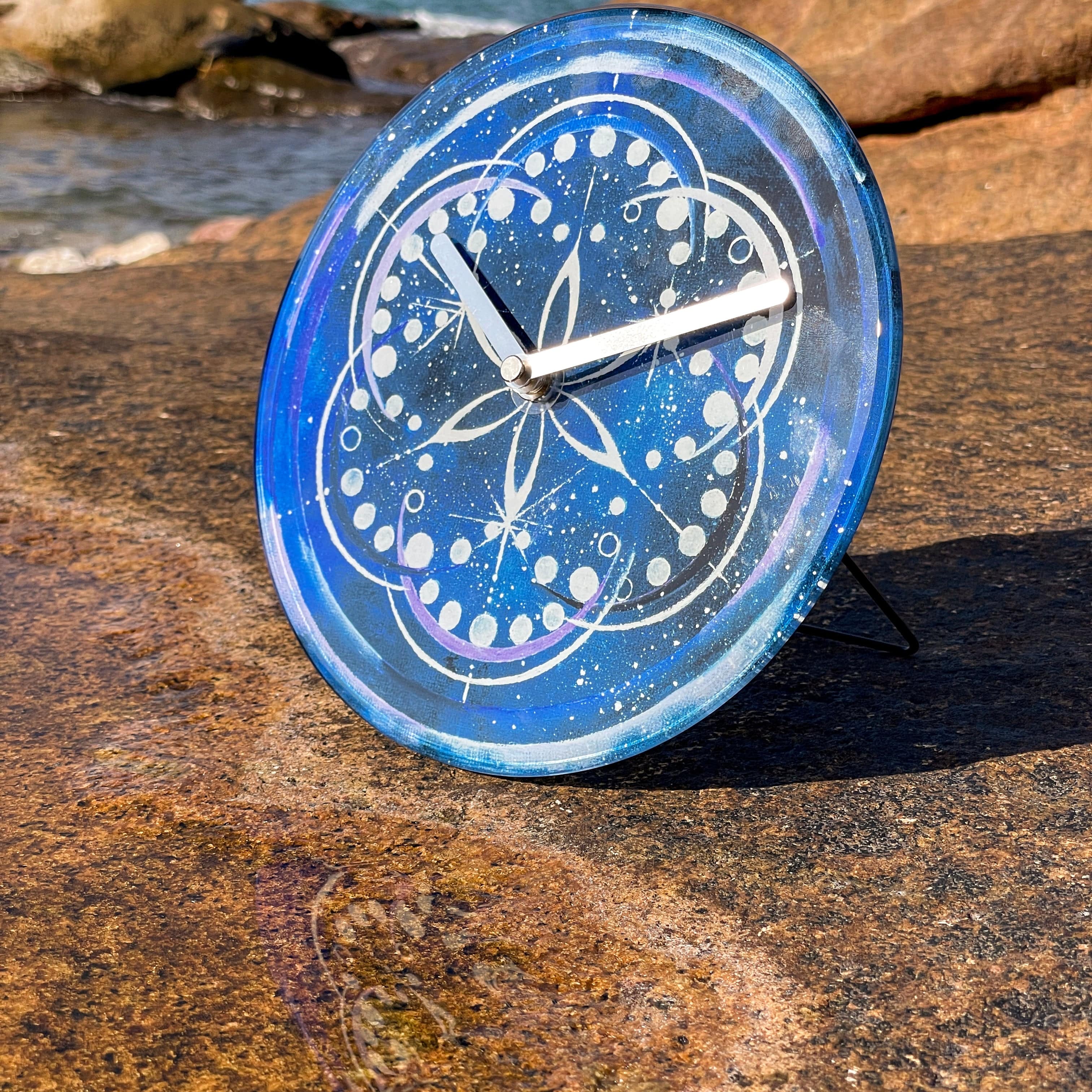 Table/Wall clock 20cm - Silent - Indigo -  Tempered Glass - "Cosmo Table" - Goat Corp
