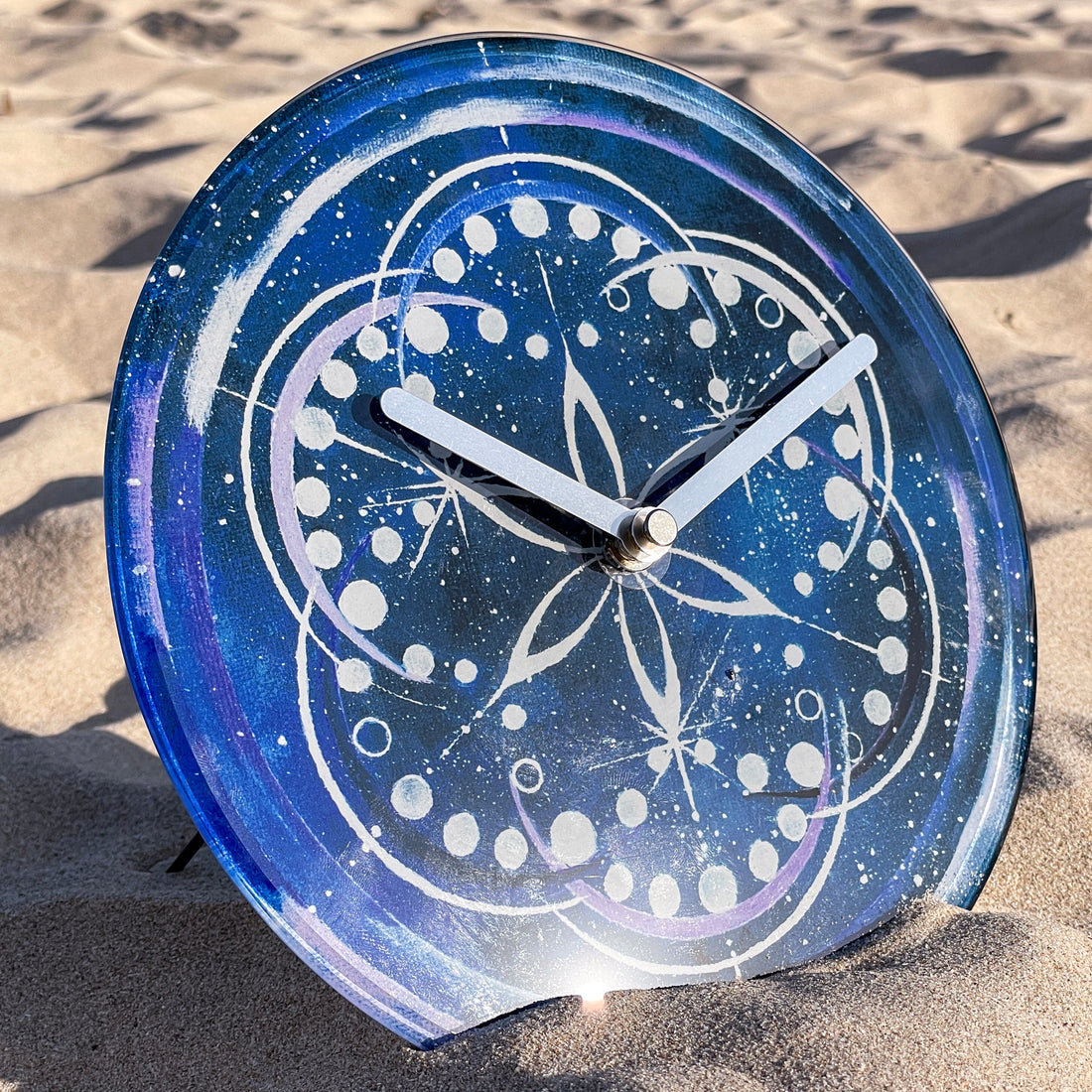 Table/Wall clock 20cm - Silent - Indigo -  Tempered Glass - "Cosmo Table" - Goat Corp