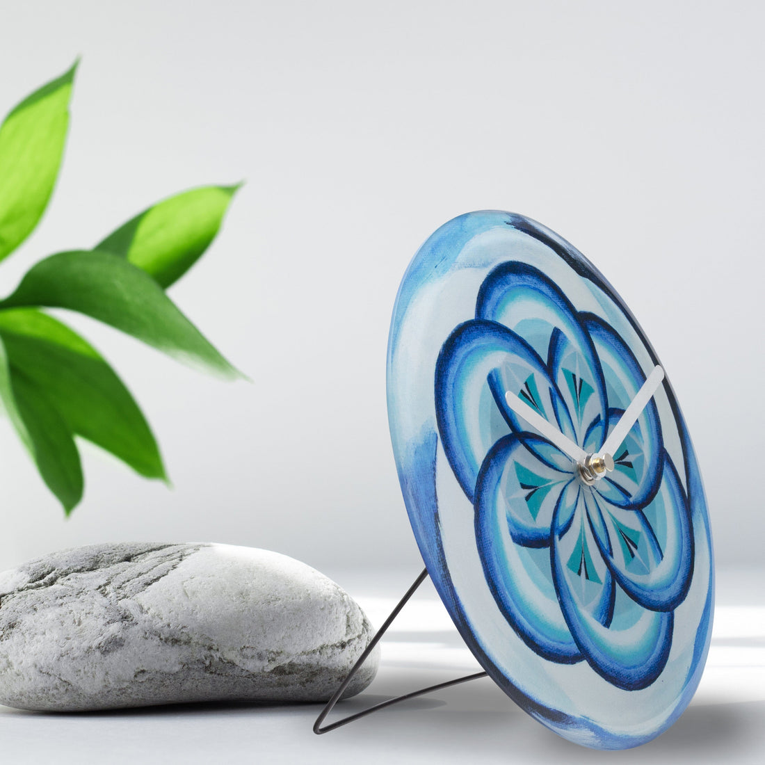 Table/Wall clock 20cm - Silent - Blue -  Tempered Glass - "Cosmo Table" - Goat Corp