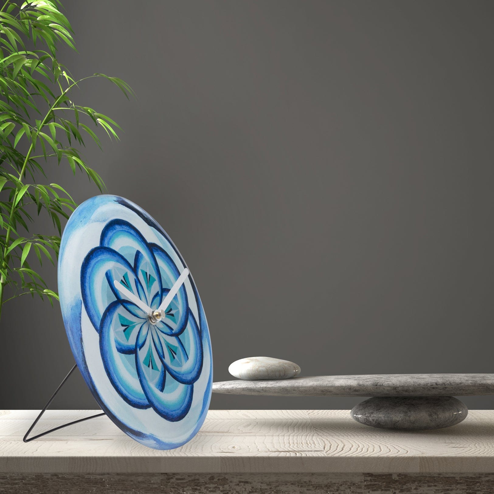 Table/Wall clock 20cm - Silent - Blue -  Tempered Glass - "Cosmo Table" - Goat Corp