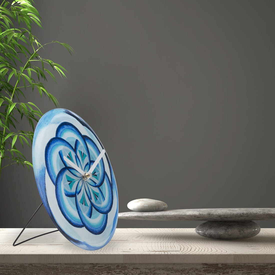 Table/Wall clock 20cm - Silent - Blue -  Tempered Glass - "Cosmo Table" - Goat Corp