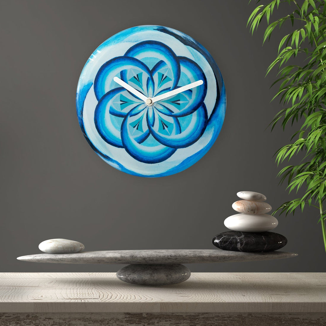 Table/Wall clock 20cm - Silent - Blue -  Tempered Glass - "Cosmo Table" - Goat Corp