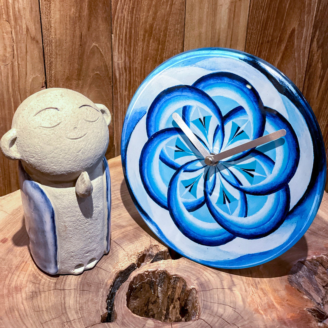 Table/Wall clock 20cm - Silent - Blue -  Tempered Glass - "Cosmo Table" - Goat Corp