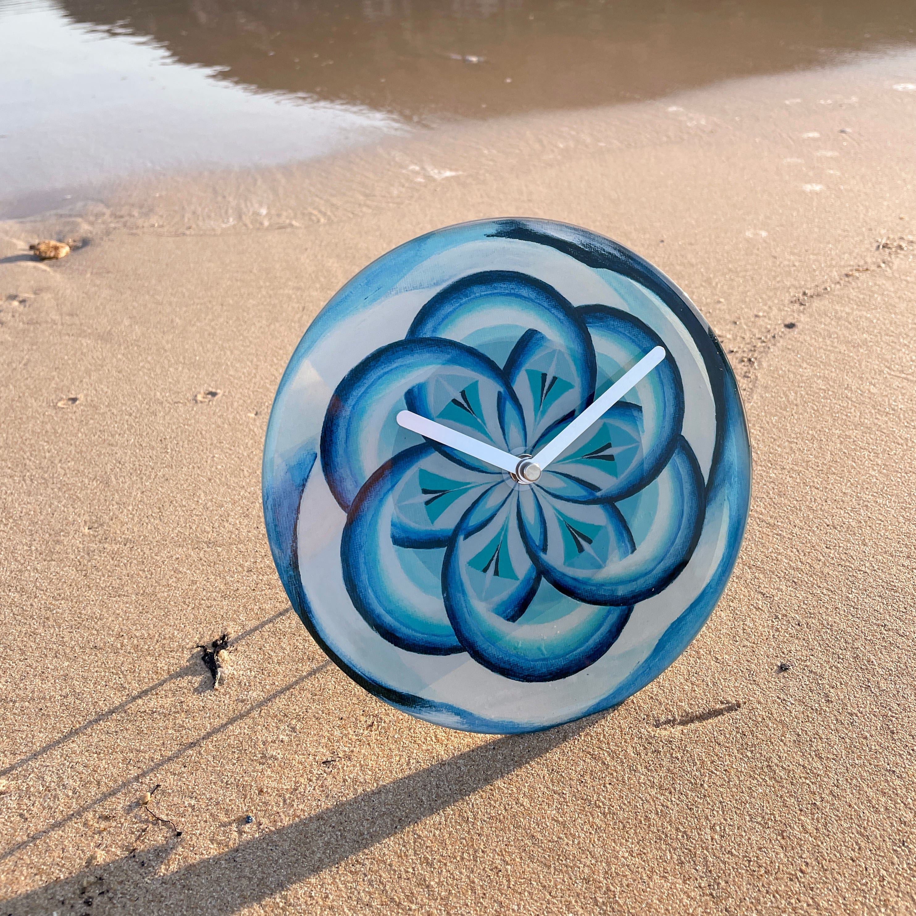 Table/Wall clock 20cm - Silent - Blue -  Tempered Glass - "Cosmo Table" - Goat Corp