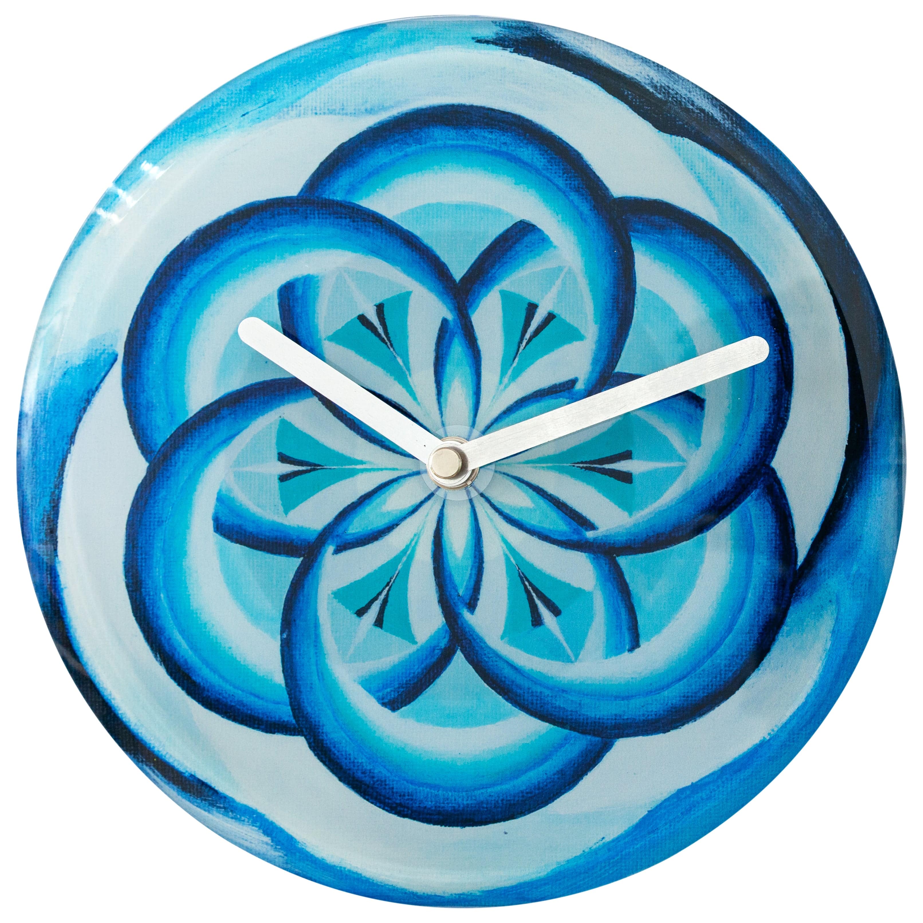 Table/Wall clock 20cm - Silent - Blue -  Tempered Glass - "Cosmo Table" - Goat Corp