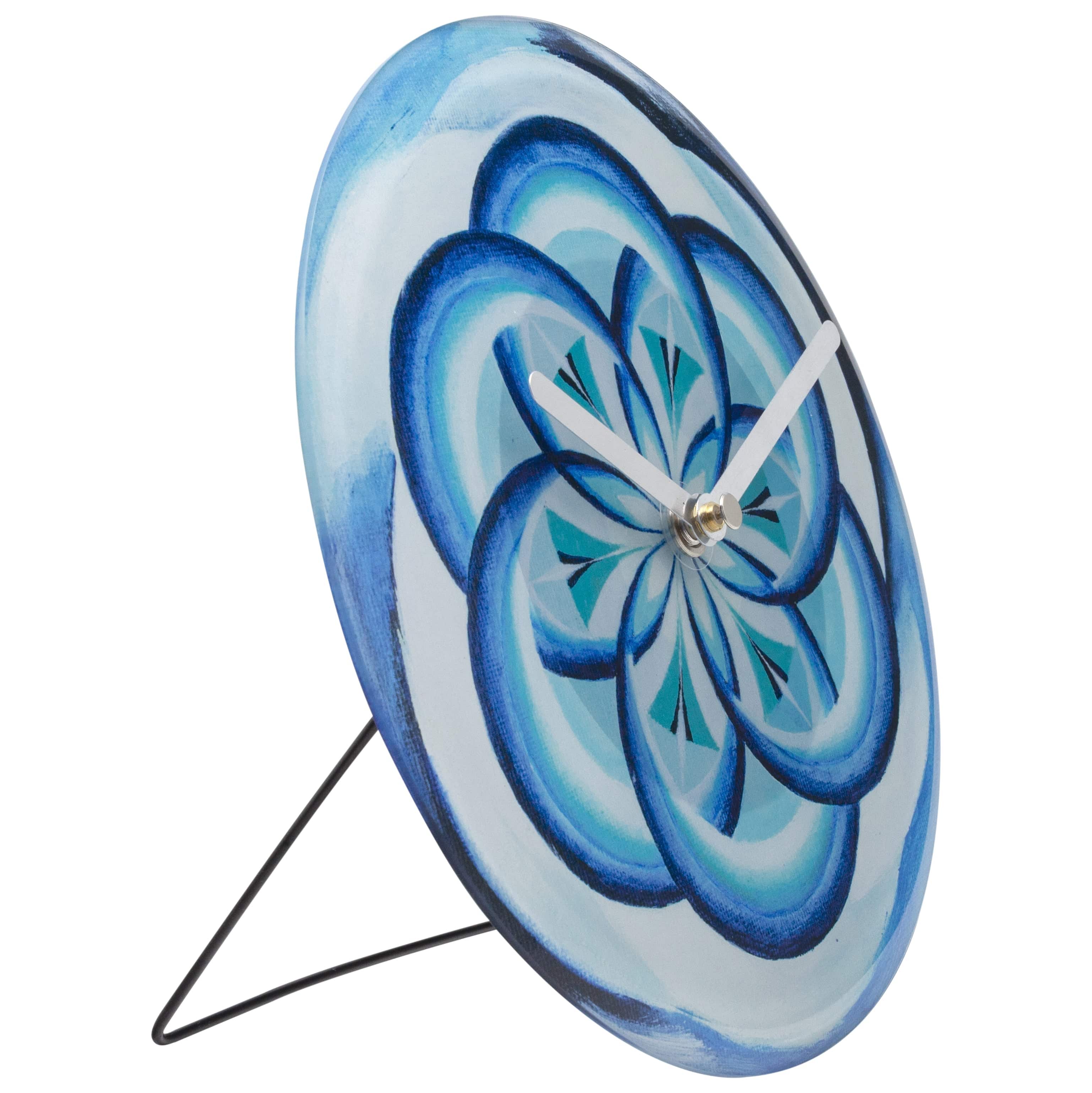 Table/Wall clock 20cm - Silent - Blue -  Tempered Glass - "Cosmo Table" - Goat Corp