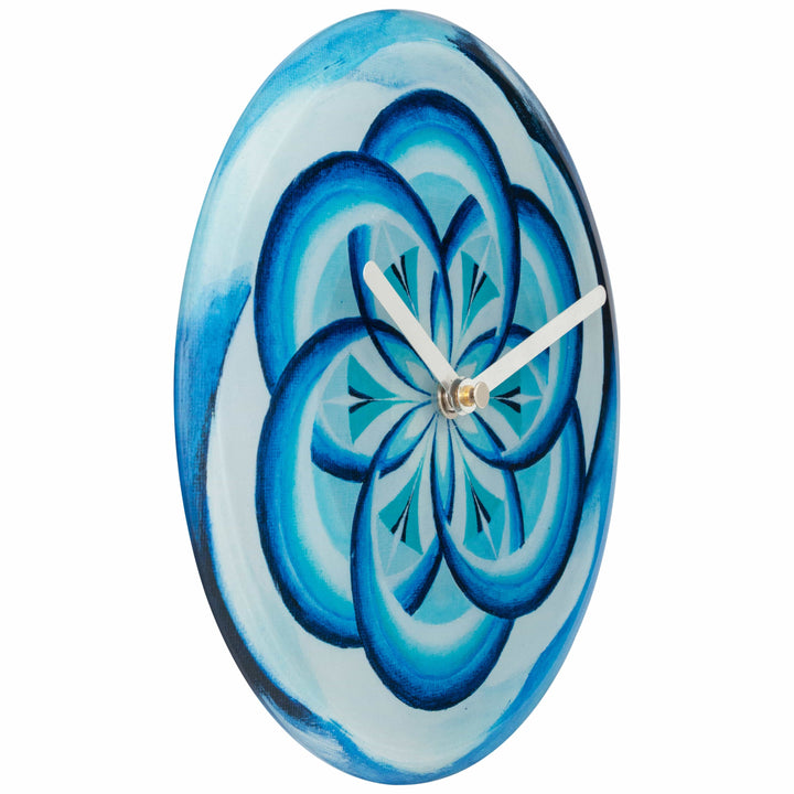 Table/Wall clock 20cm - Silent - Blue -  Tempered Glass - "Cosmo Table" - Goat Corp