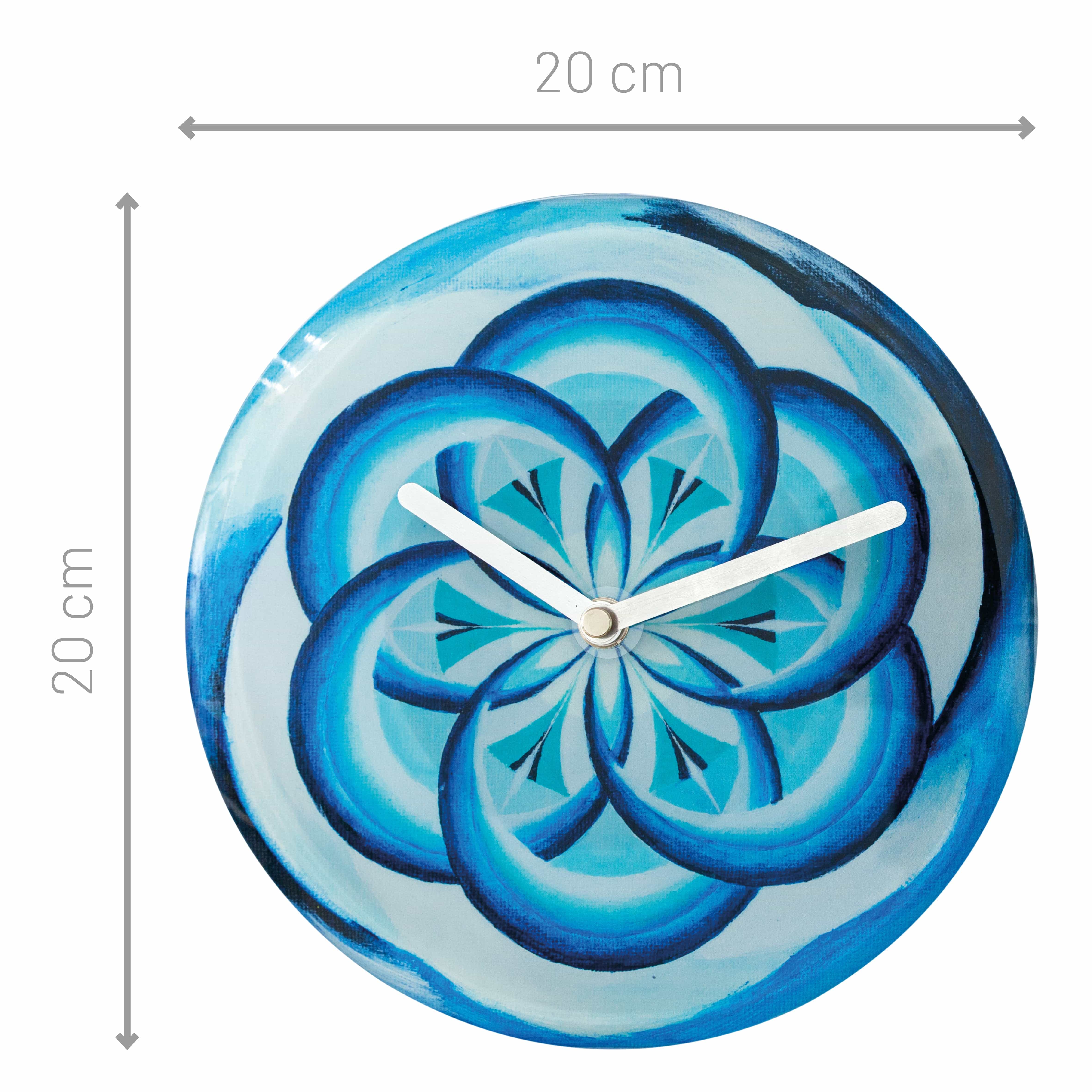 Table/Wall clock 20cm - Silent - Blue -  Tempered Glass - "Cosmo Table" - Goat Corp