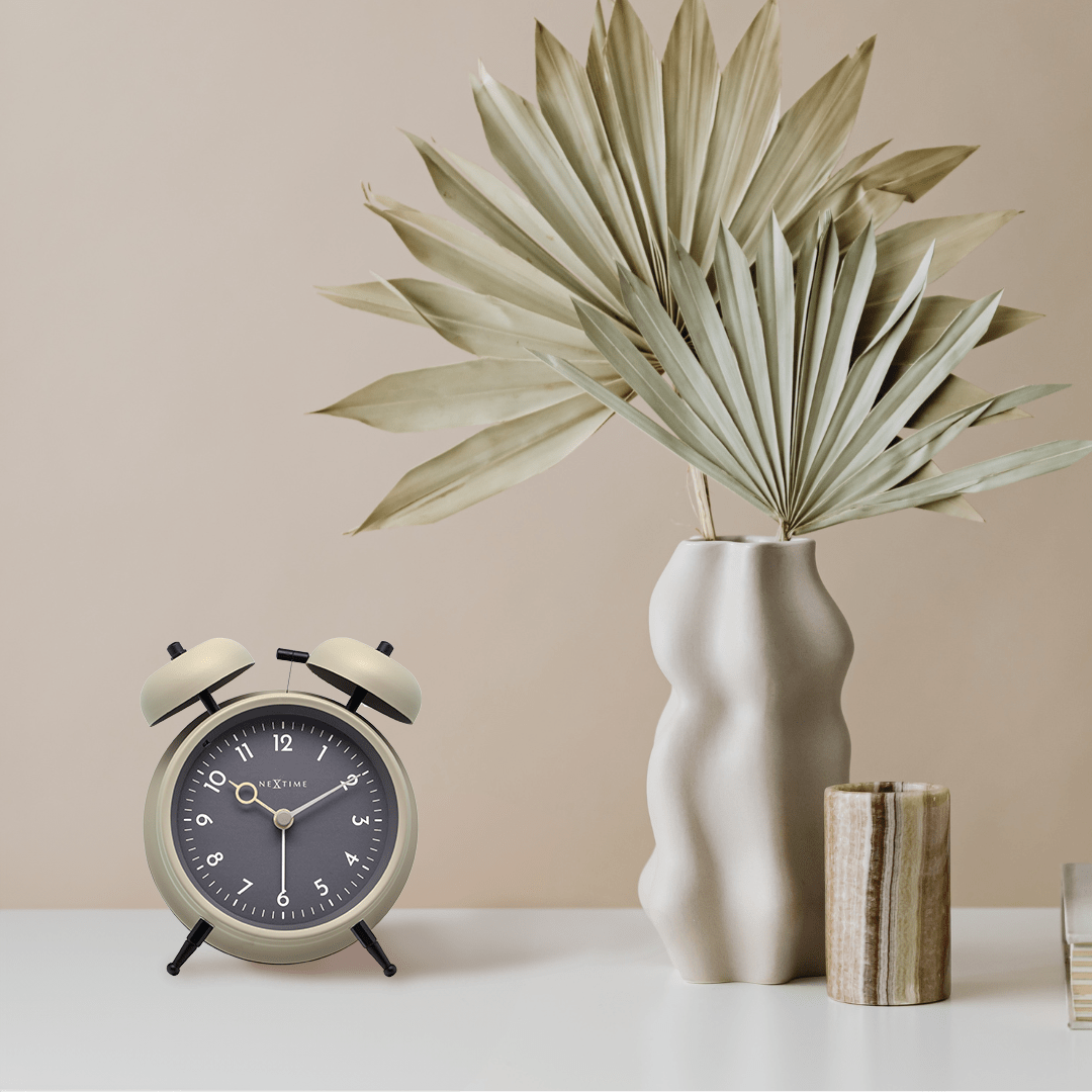 Table Alarm Clock 12 x 14 x 6cm-Metal-NeXtime "Golden Hour" - Goat Corp