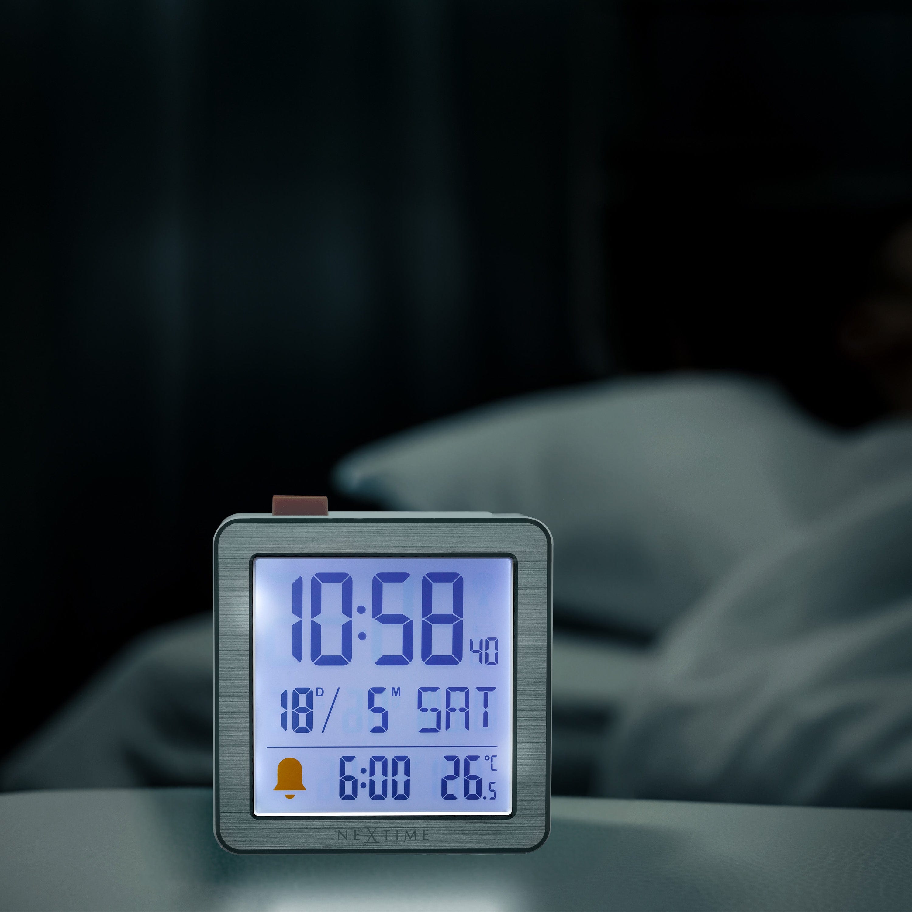 Digital Table Alarm Clock 6x6.4x2.1cm-RCC-Metal/ABS-NeXtime-"Mini" - Goat Corp