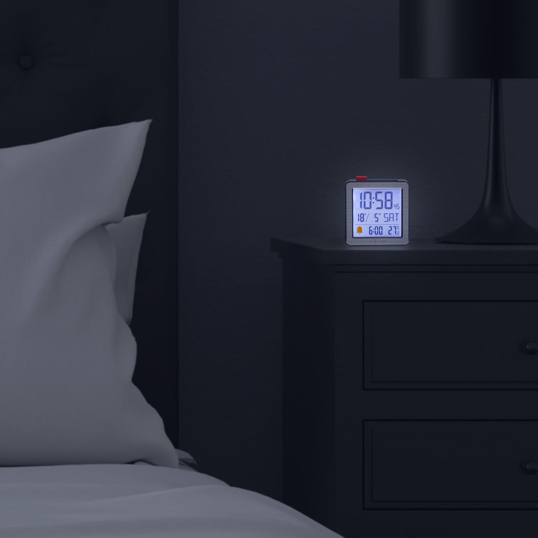 Digital Table Alarm Clock 6x6.4x2.1cm-RCC-Metal/ABS-NeXtime-"Mini" - Goat Corp