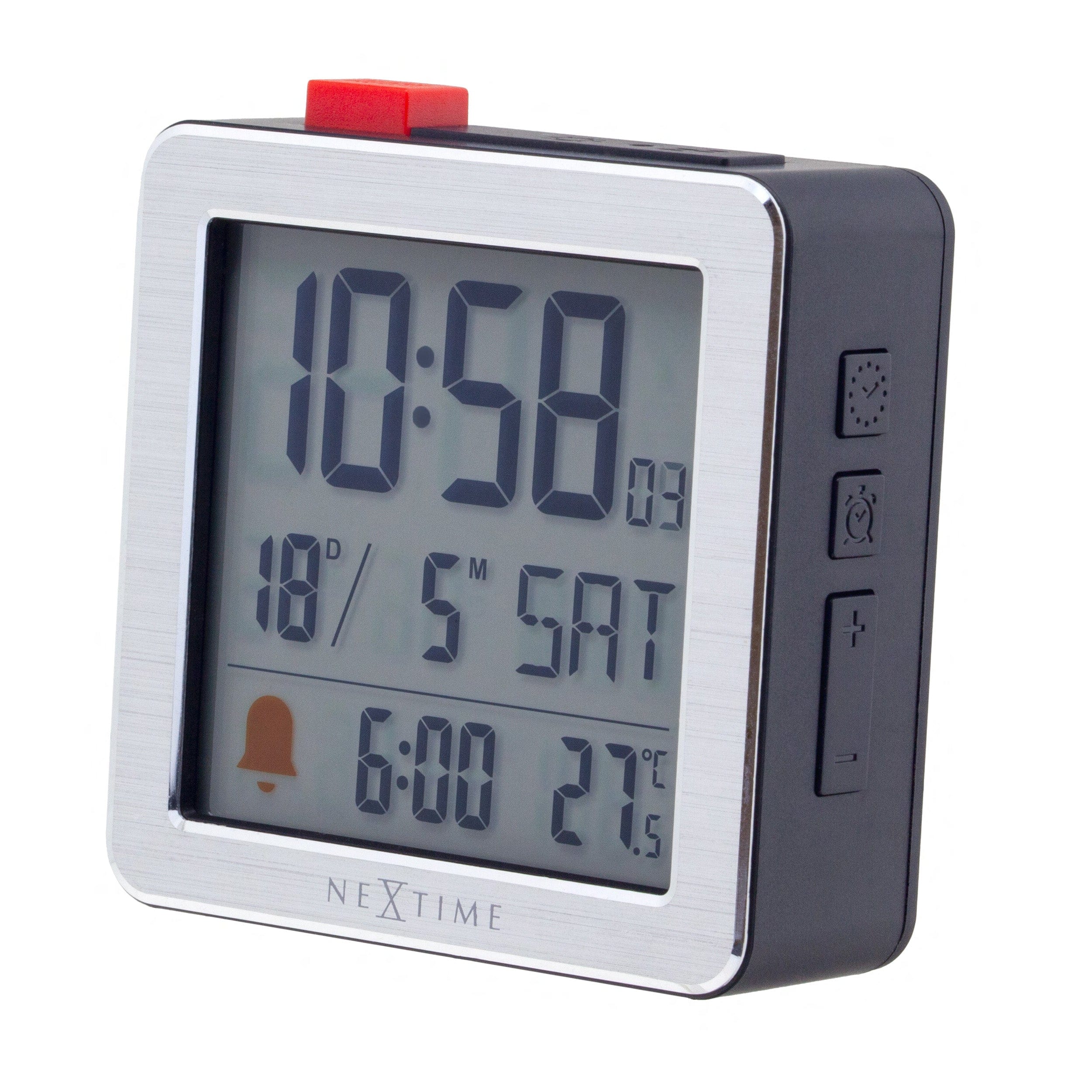 Digital Table Alarm Clock 6x6.4x2.1cm-RCC-Metal/ABS-NeXtime-"Mini" - Goat Corp