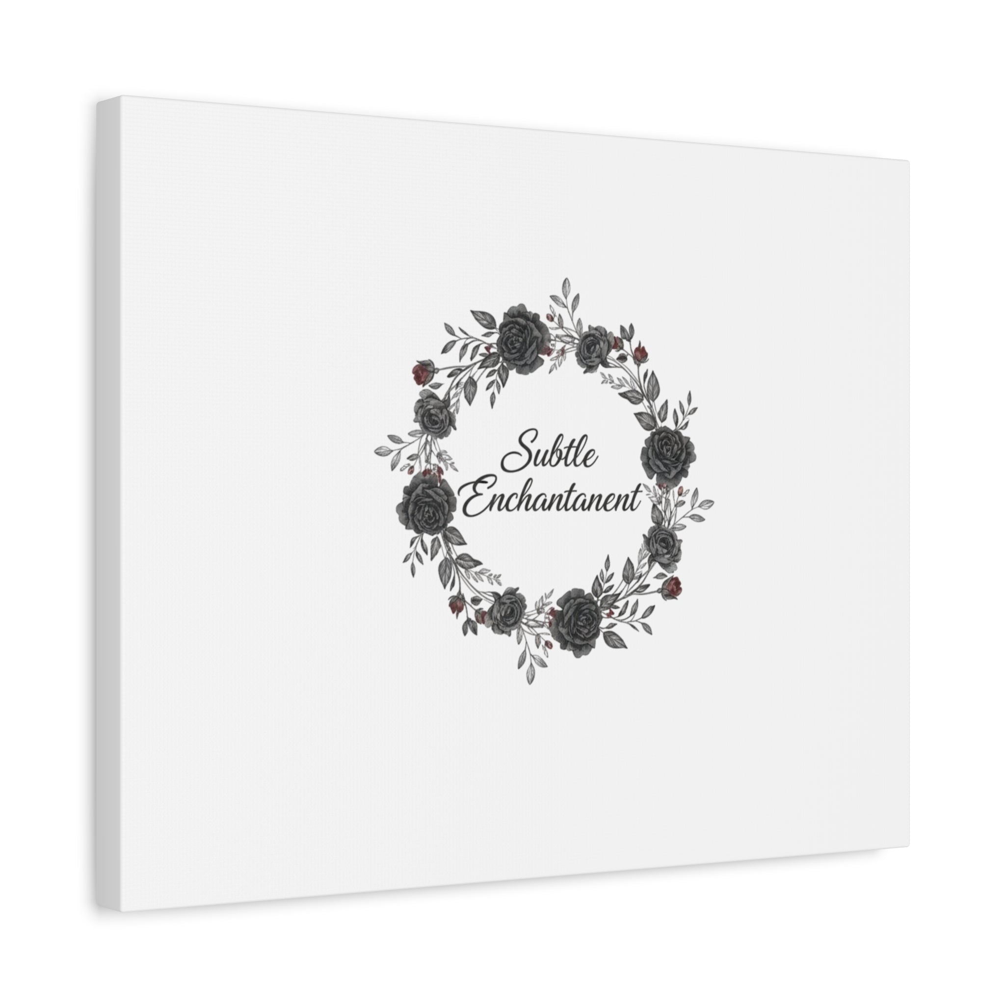 Moon Rose Wreath Canvas, Romantic Gothic Lite, Soft Goth Floral Wall Art