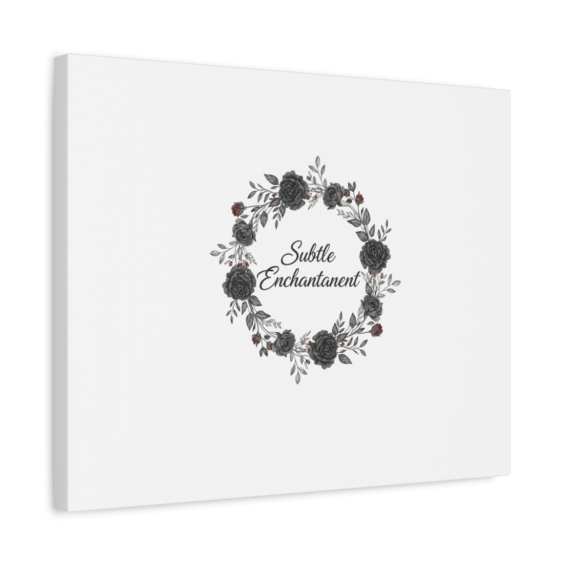 Moon Rose Wreath Canvas, Romantic Gothic Lite, Soft Goth Floral Wall Art