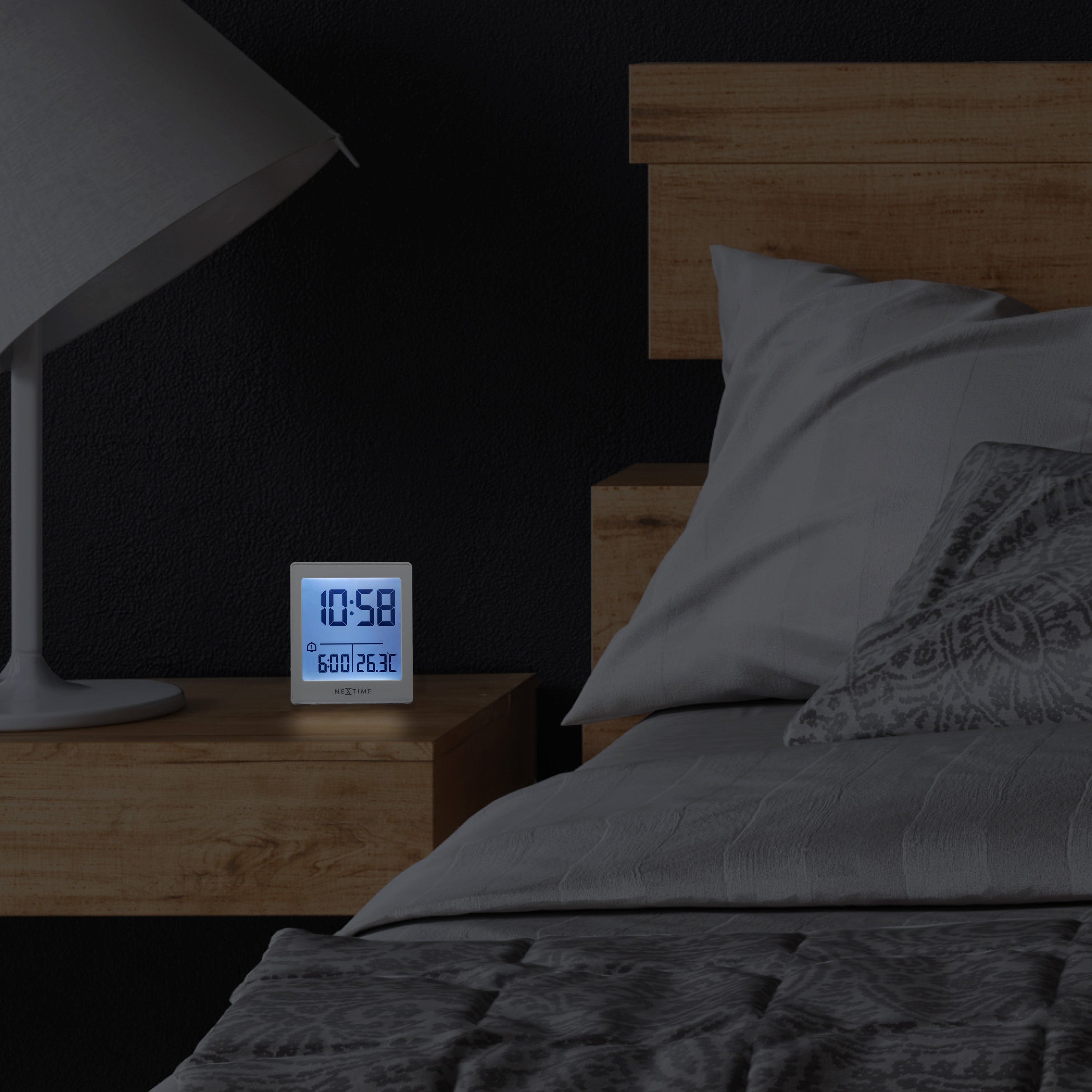 Digital Table Alarm Clock 7.7x8.9x3cm-RCC-ABS-NeXtime-"Wake Up" - Goat Corp