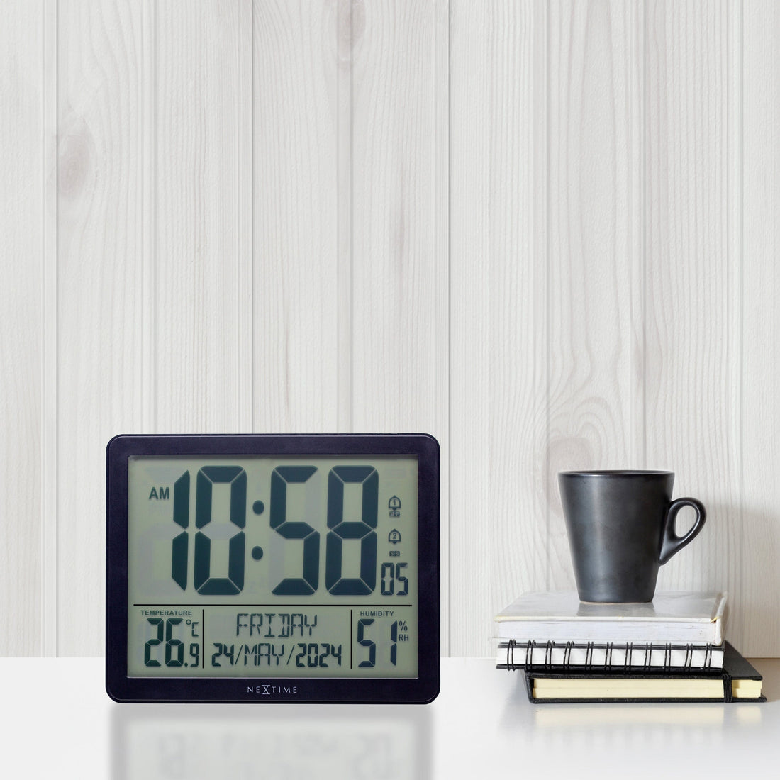 Digital Table/Wall Clock 17.3x14x2.7cm-RCC-Weather Station-ABS-NeXtime-"Oneforall" - Goat Corp