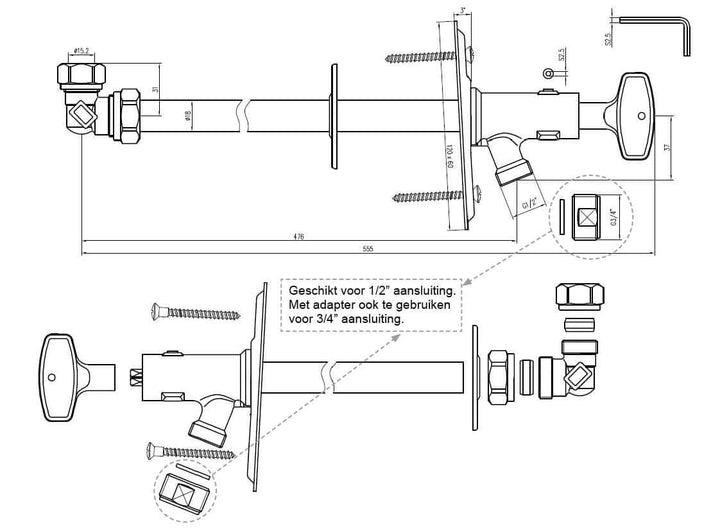 Wiesbaden Vorstvrije Buitenkraan 15x3/4