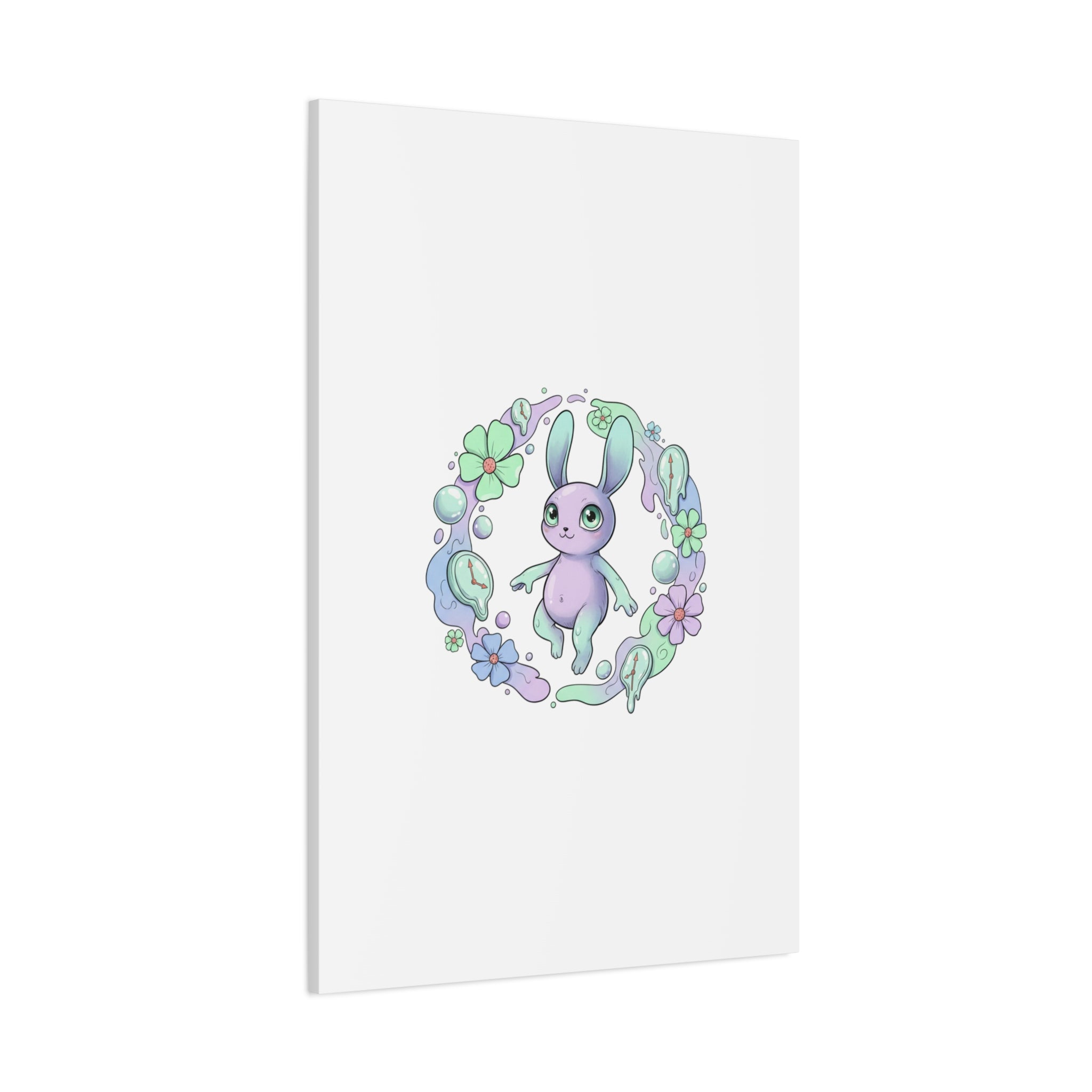 Micro-Surreal Bunny Wreath Canvas | Weirdcore Micro-Surrealism Art