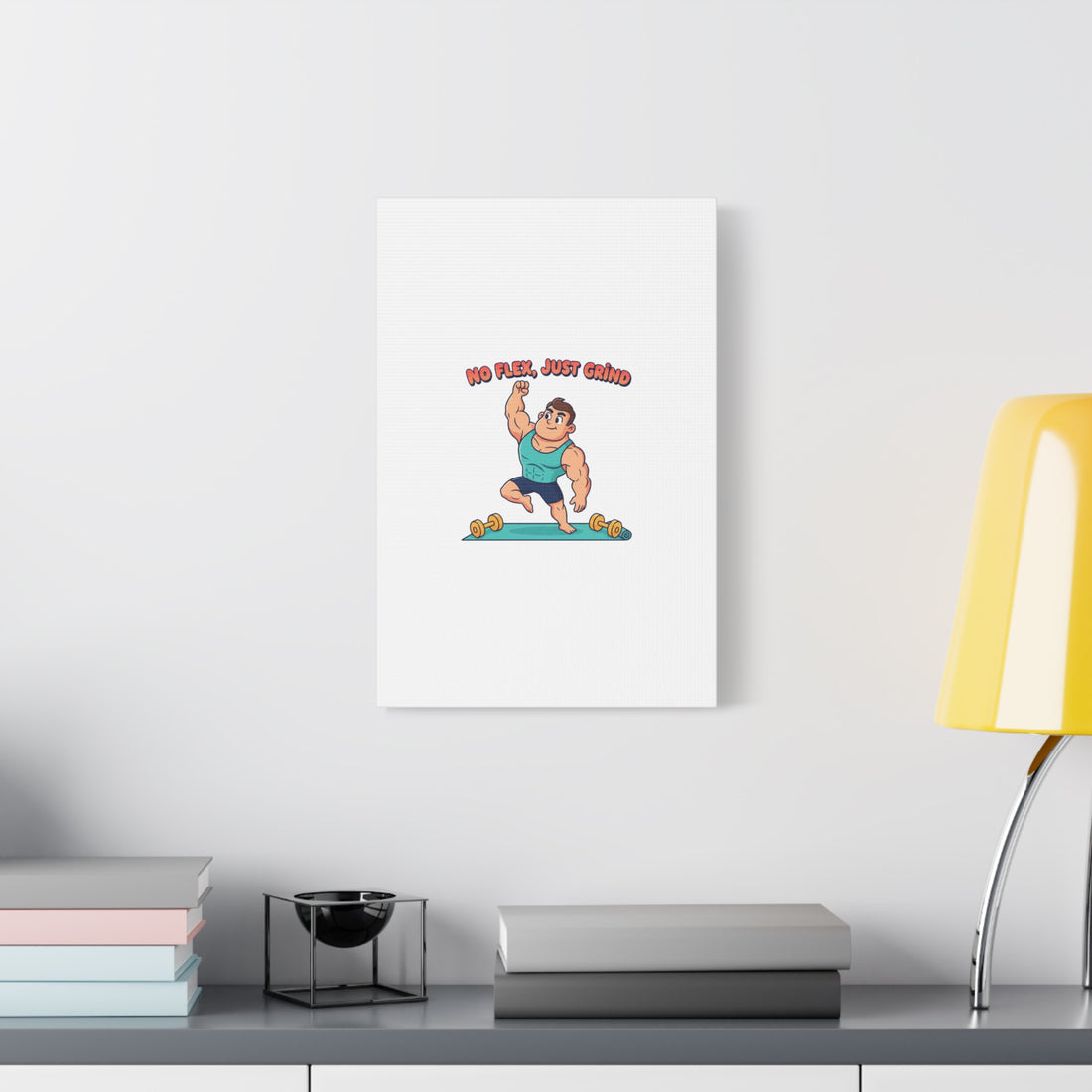 No Flex Just Grind canvas, Gymtimidation humor wall art | start small fitness décor