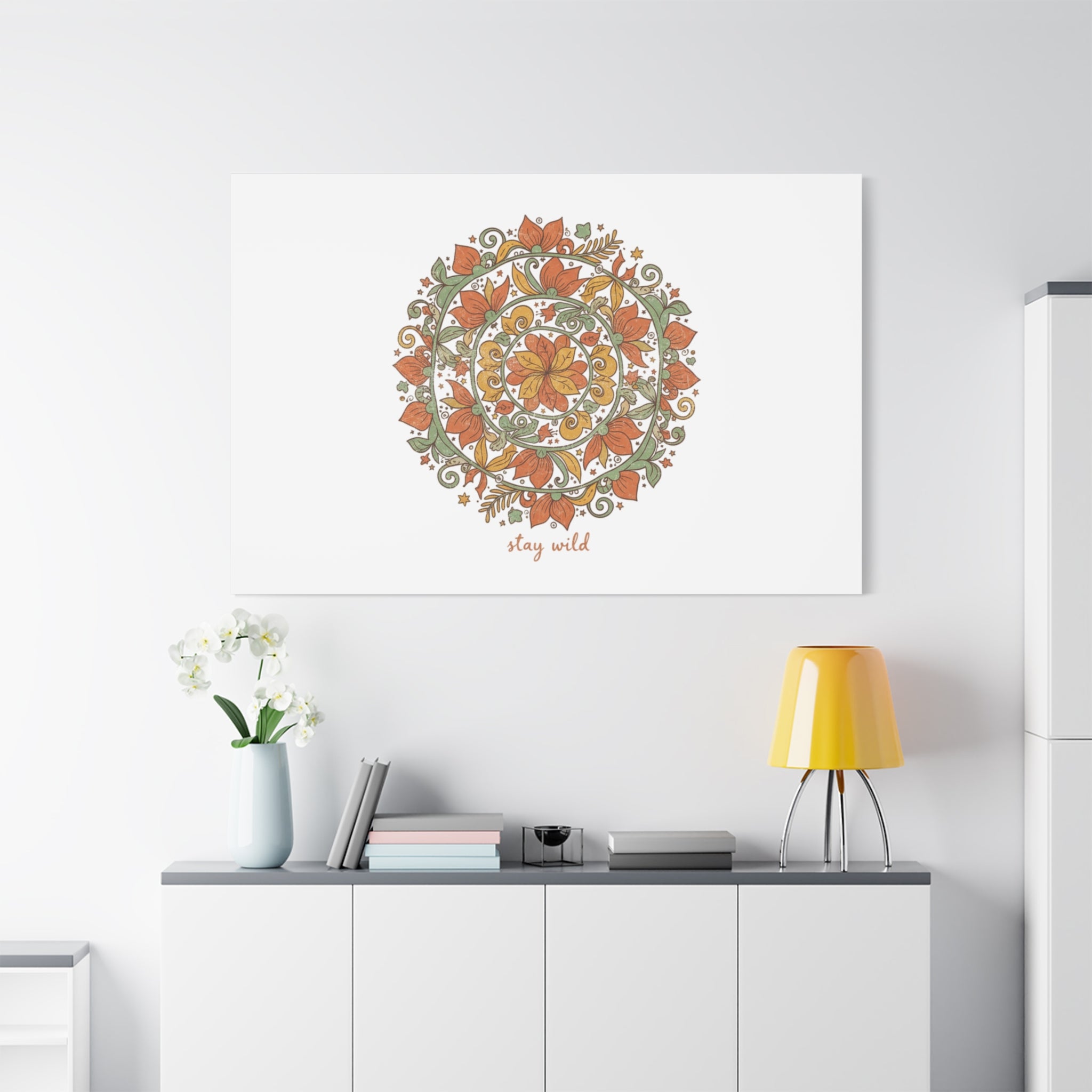 Stay Wild Mandala Canvas, Boho Paisley Wall Art | Artisanal Boho Print