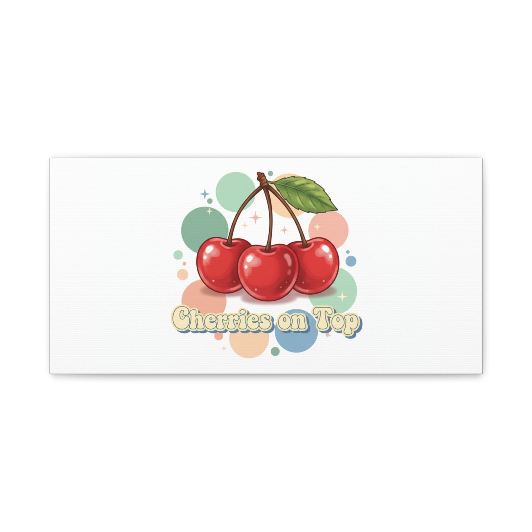 Cherries on Top Canvas | Retro Kawaii Fruit Wall Art