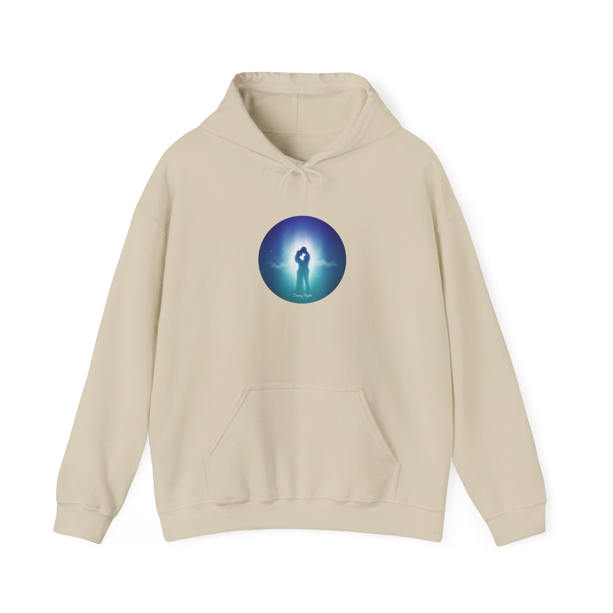 Afterlight Nightscape hoodie | luminous aura circle, cosmic floral aesthetic