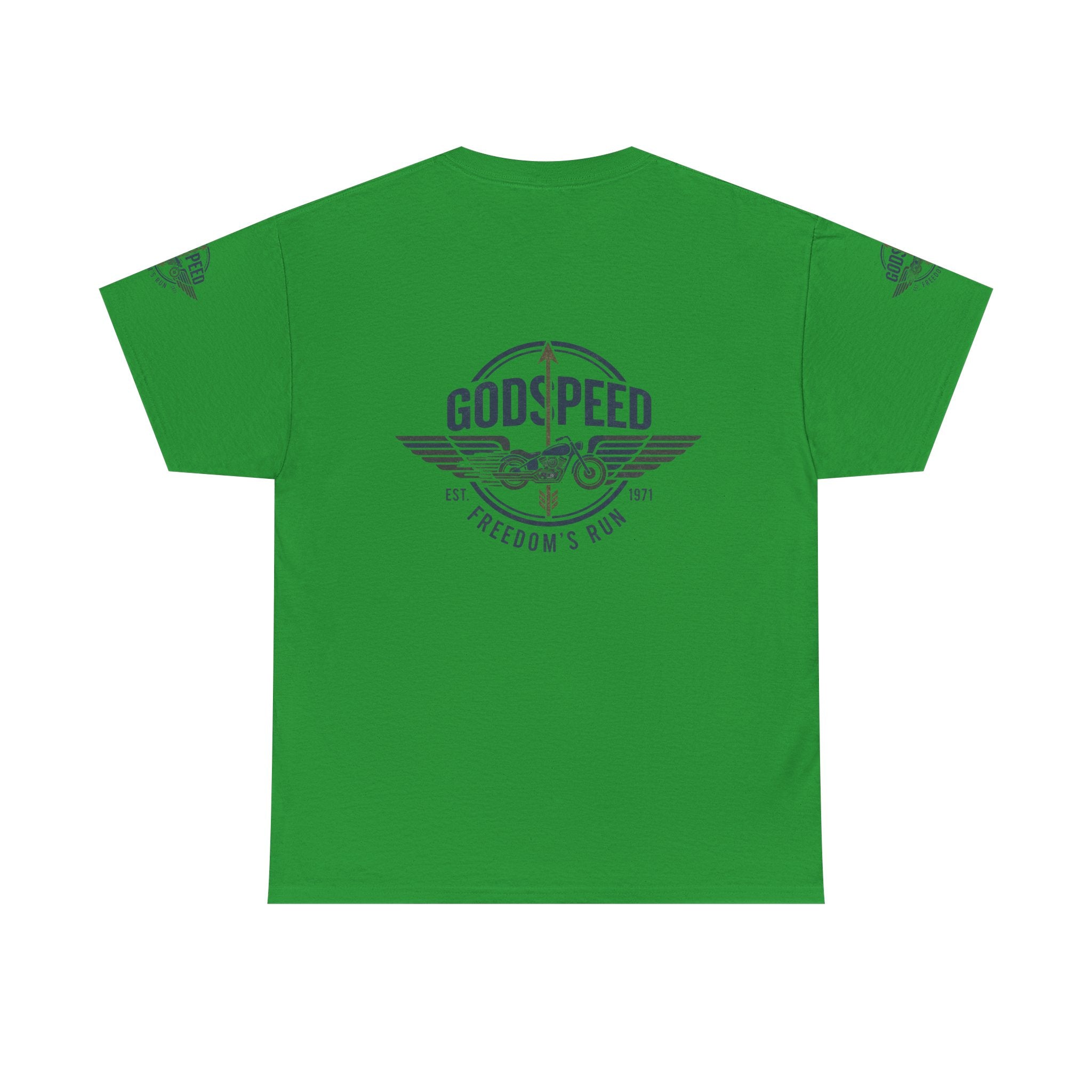 Godspeed Freedom Run Unisex Heavy Cotton Tee, Classic Graphic T-Shirt, Casual Wear, Gift for Runners, Vintage Style Apparel - Goat Corp