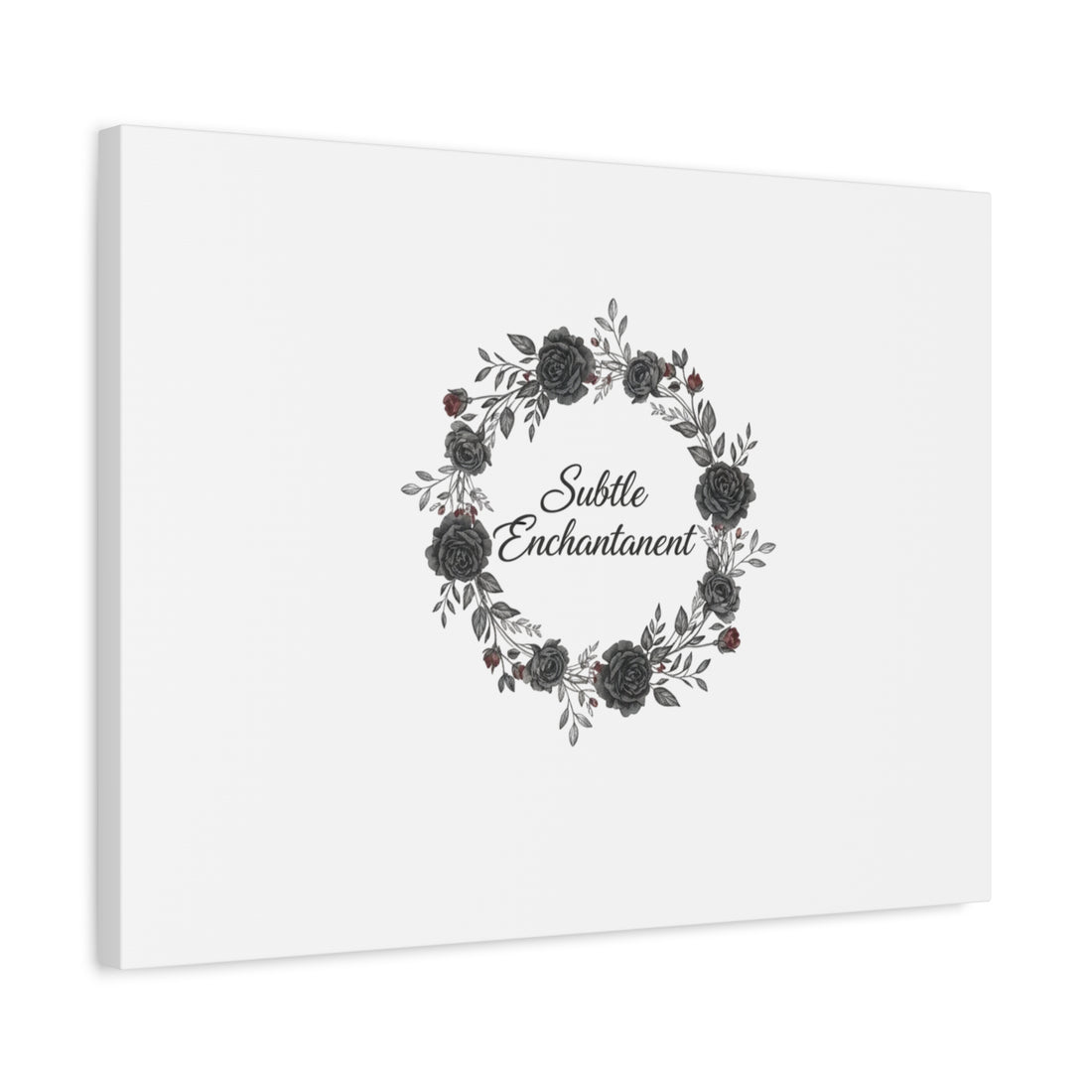 Moon Rose Wreath Canvas, Romantic Gothic Lite, Soft Goth Floral Wall Art