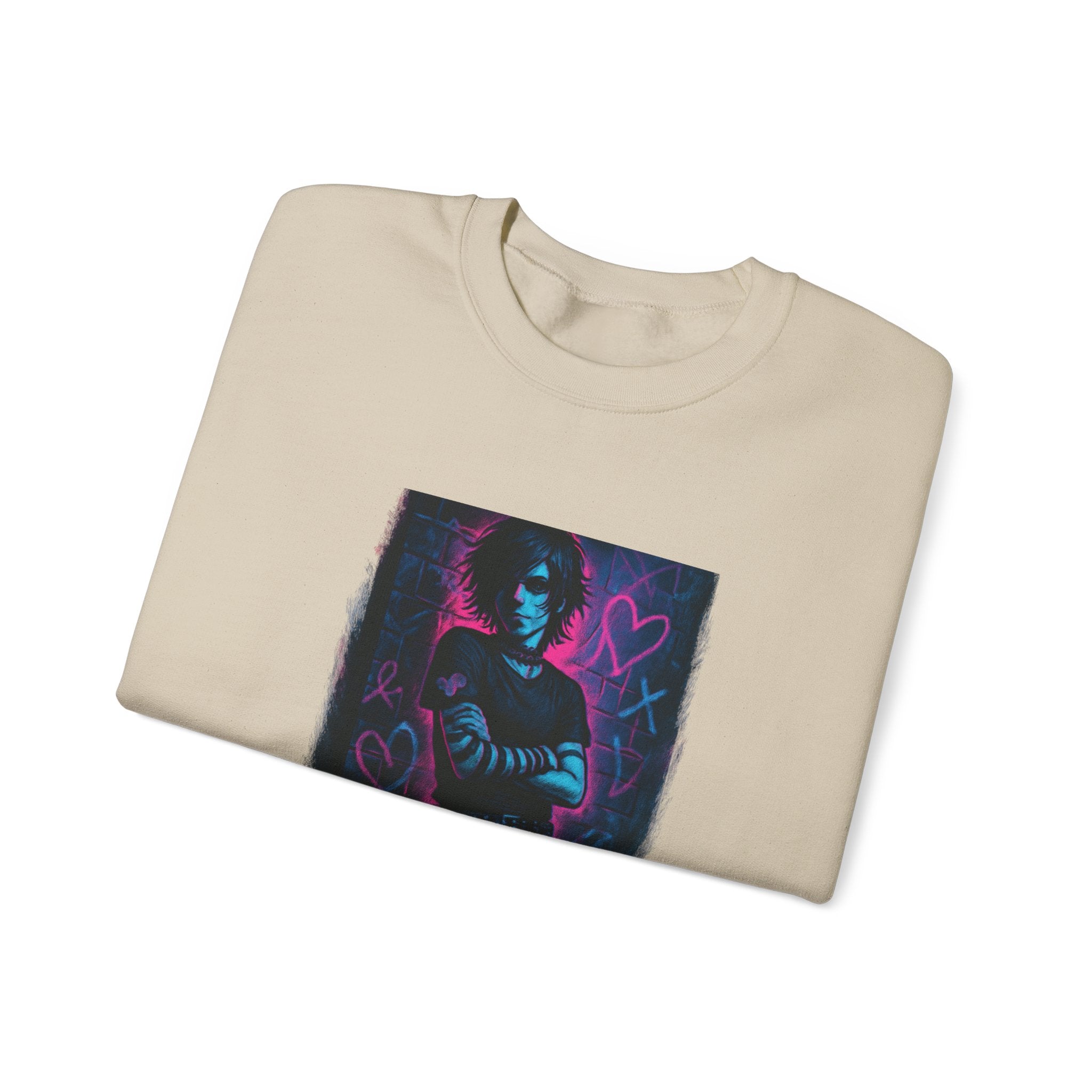 Sweatshirt — Neon 'Heart on My Sleeve' Goth Graphic Crewneck