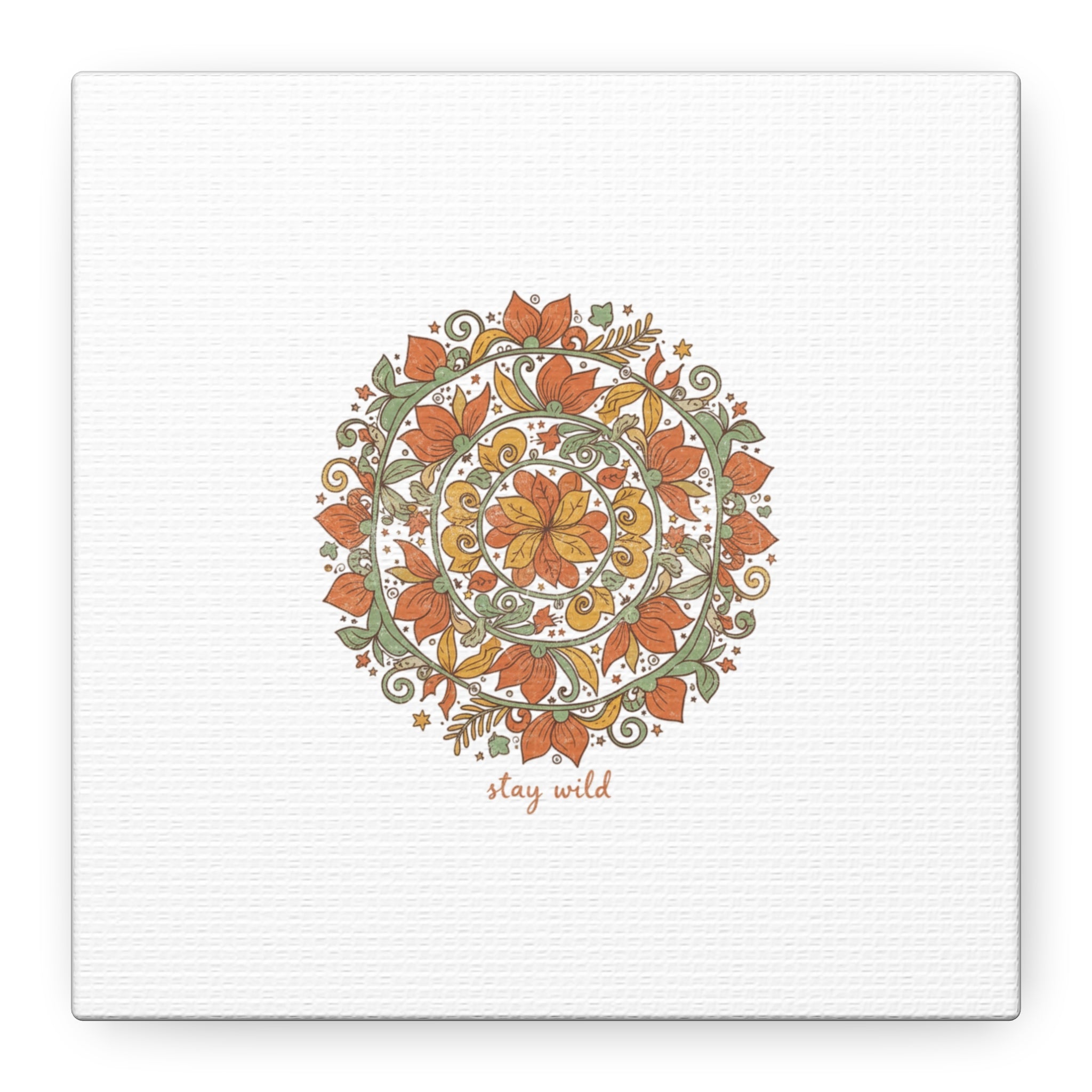 Stay Wild Mandala Canvas, Boho Paisley Wall Art | Artisanal Boho Print