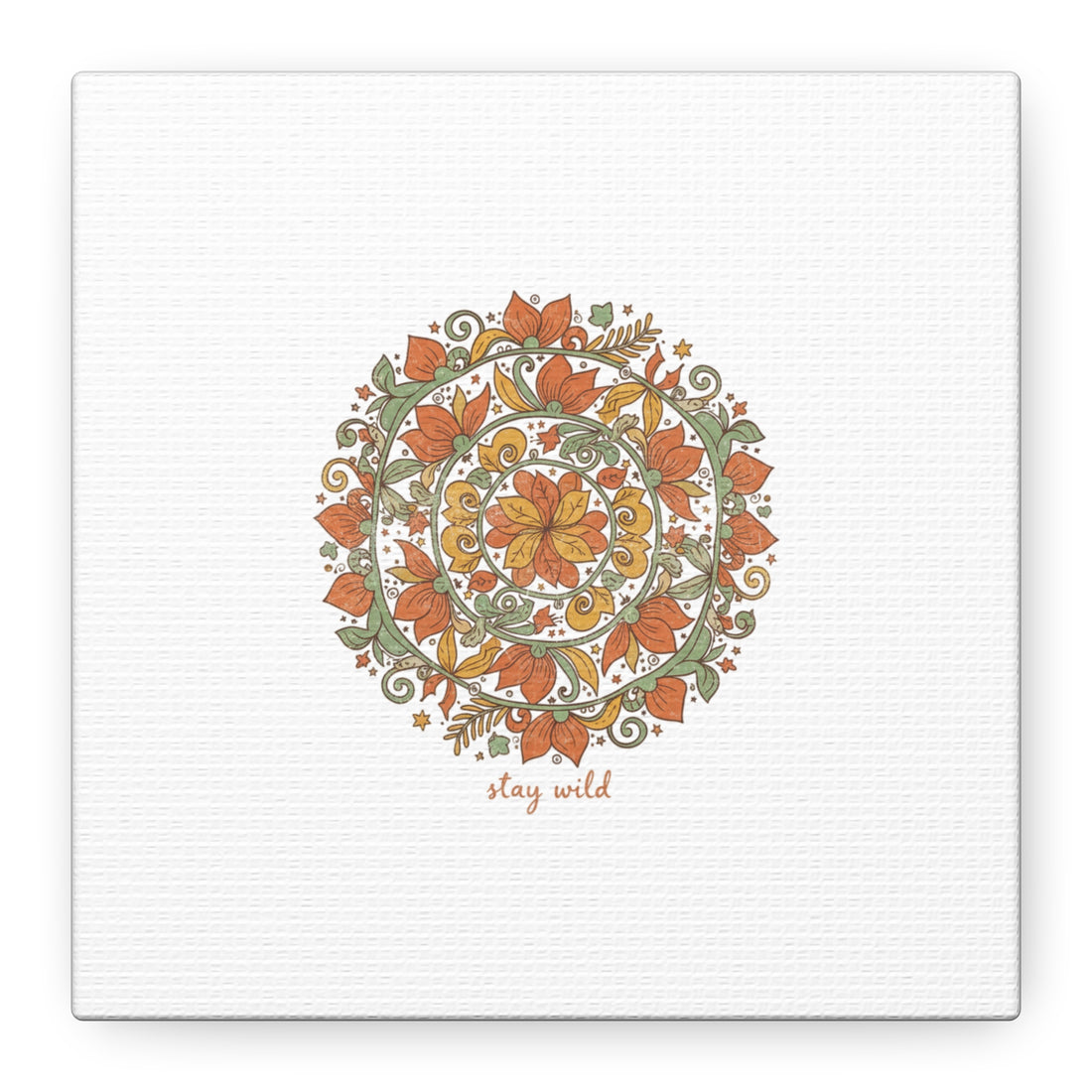 Stay Wild Mandala Canvas, Boho Paisley Wall Art | Artisanal Boho Print