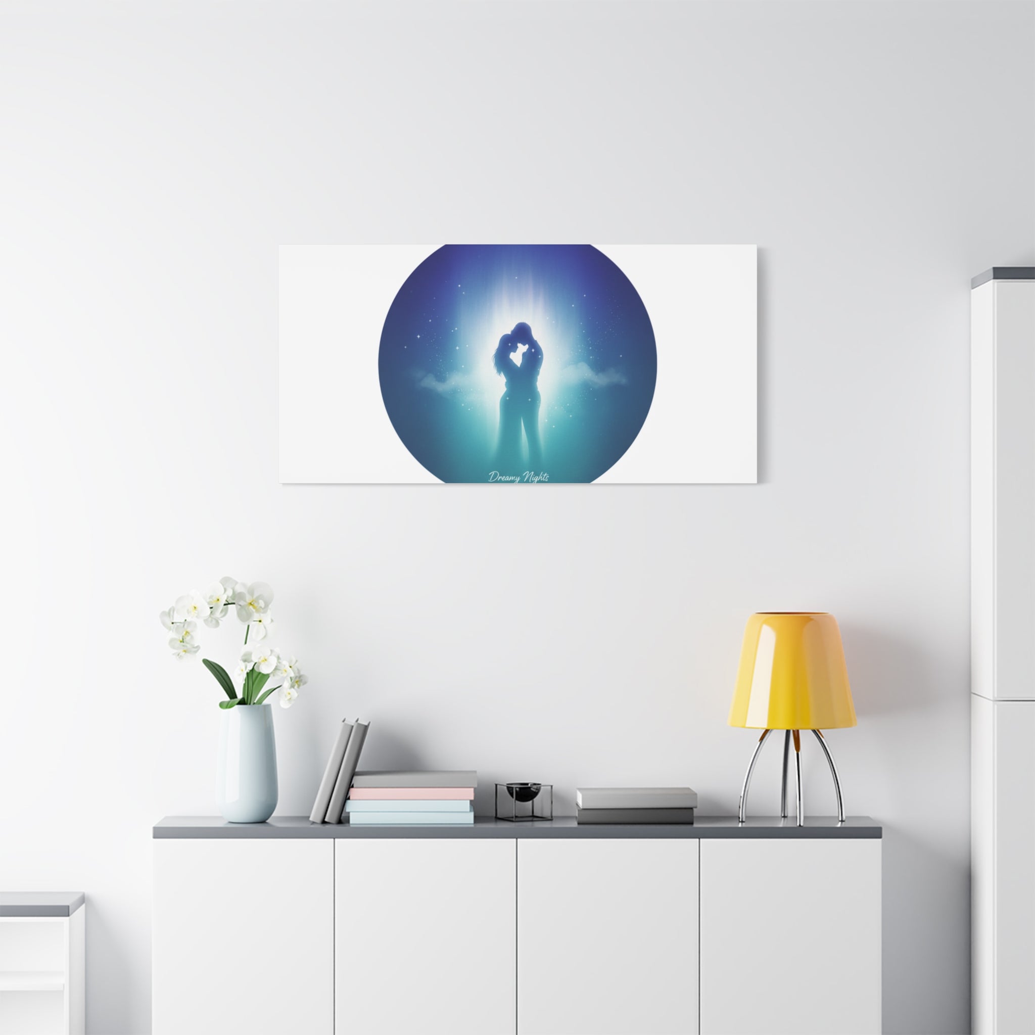 Dreamy Nightscape Canvas | Afterlight Atmospheric Print, Luminous Night Bloom