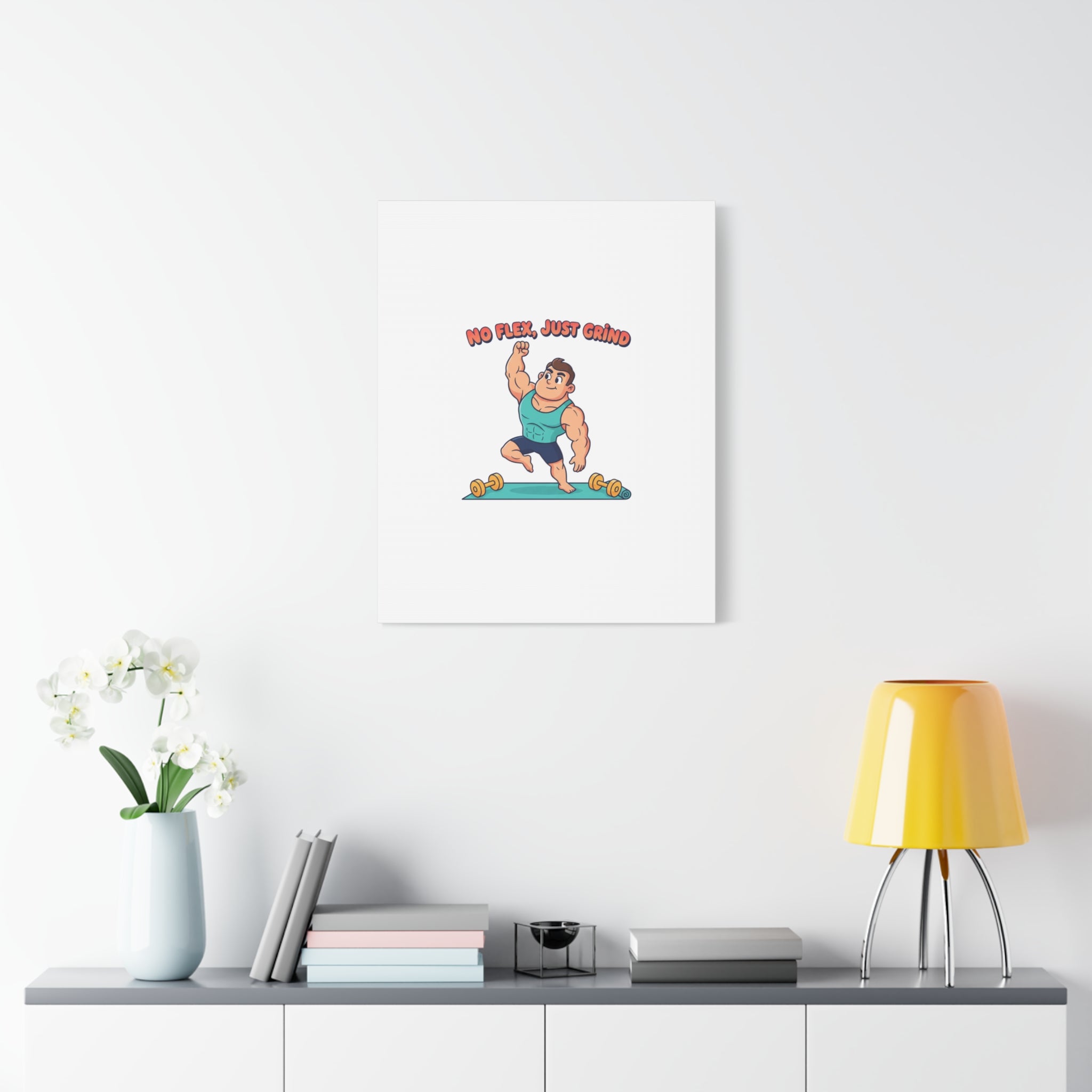 No Flex Just Grind canvas, Gymtimidation humor wall art | start small fitness décor