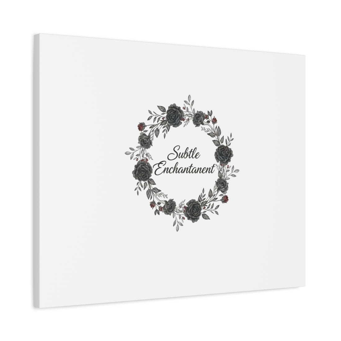 Moon Rose Wreath Canvas, Romantic Gothic Lite, Soft Goth Floral Wall Art