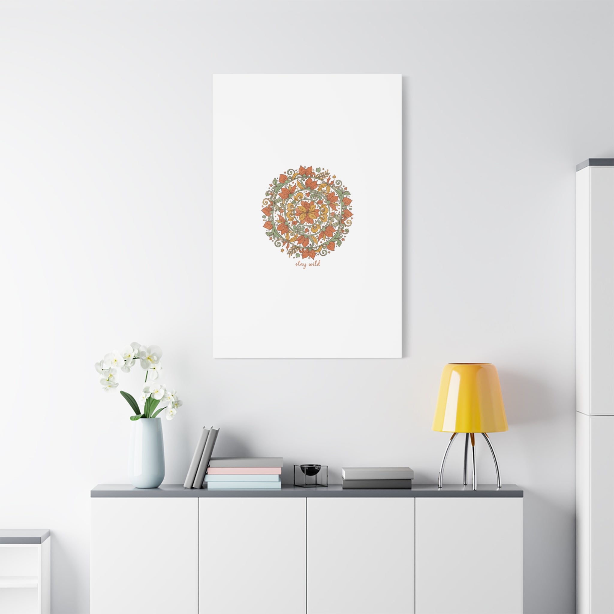 Stay Wild Mandala Canvas, Boho Paisley Wall Art | Artisanal Boho Print