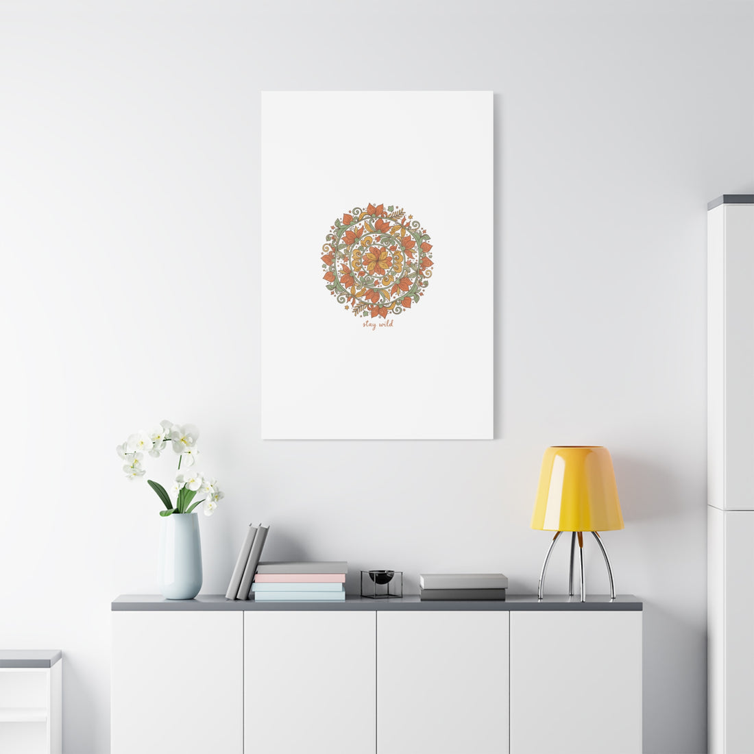 Stay Wild Mandala Canvas, Boho Paisley Wall Art | Artisanal Boho Print
