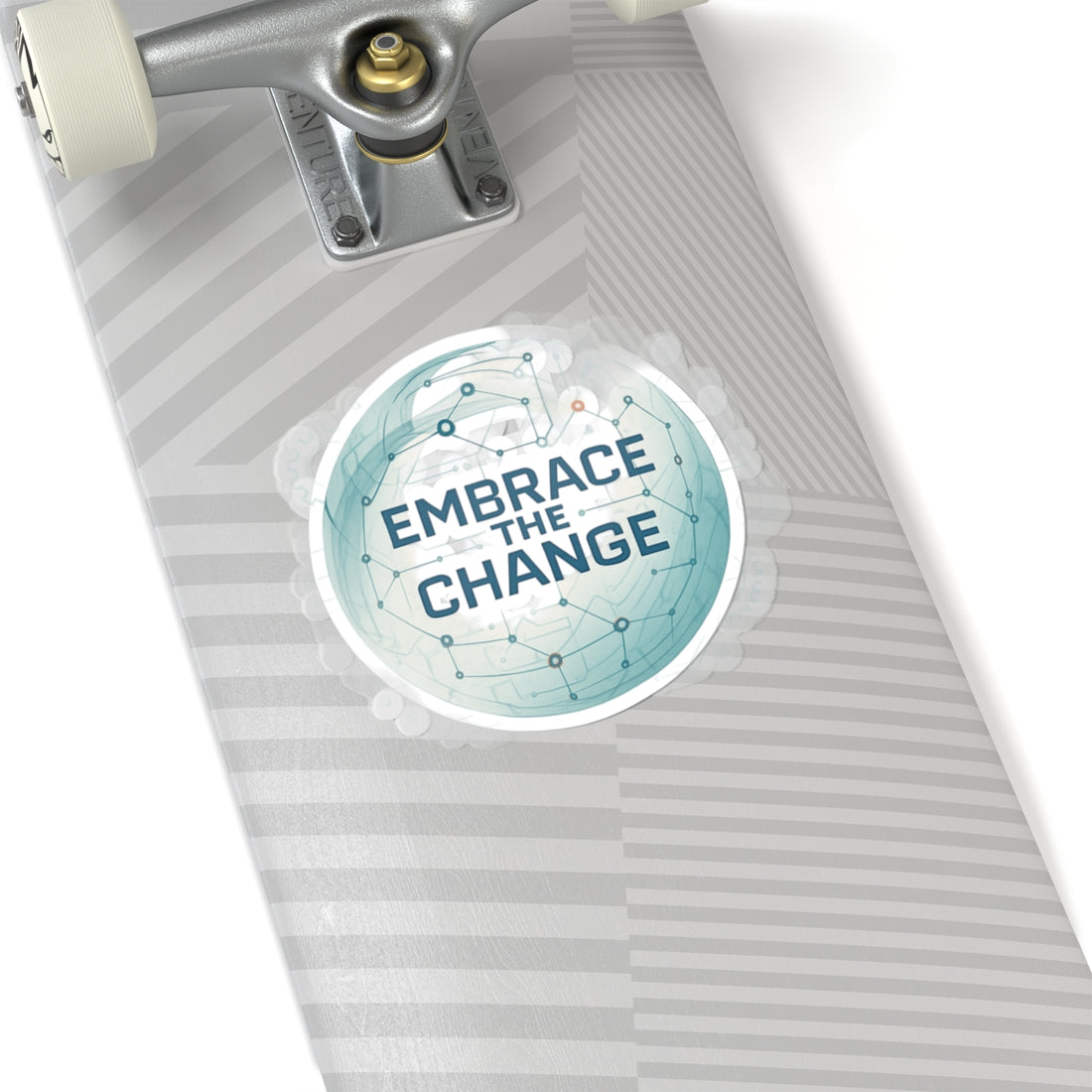 Embrace the Change Round Sticker — Motivational Tech-Inspired Kiss-Cut Sticker
