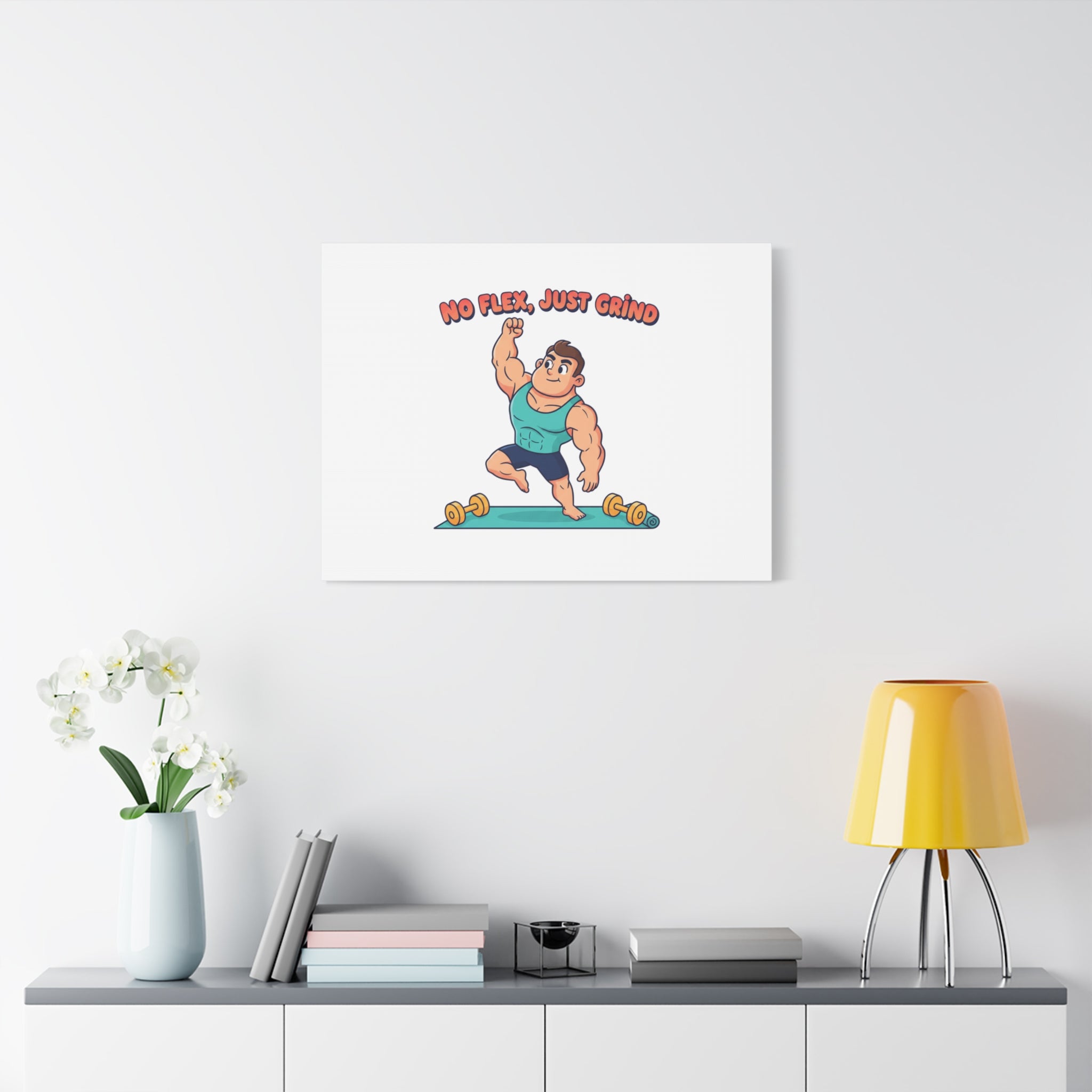 No Flex Just Grind canvas, Gymtimidation humor wall art | start small fitness décor