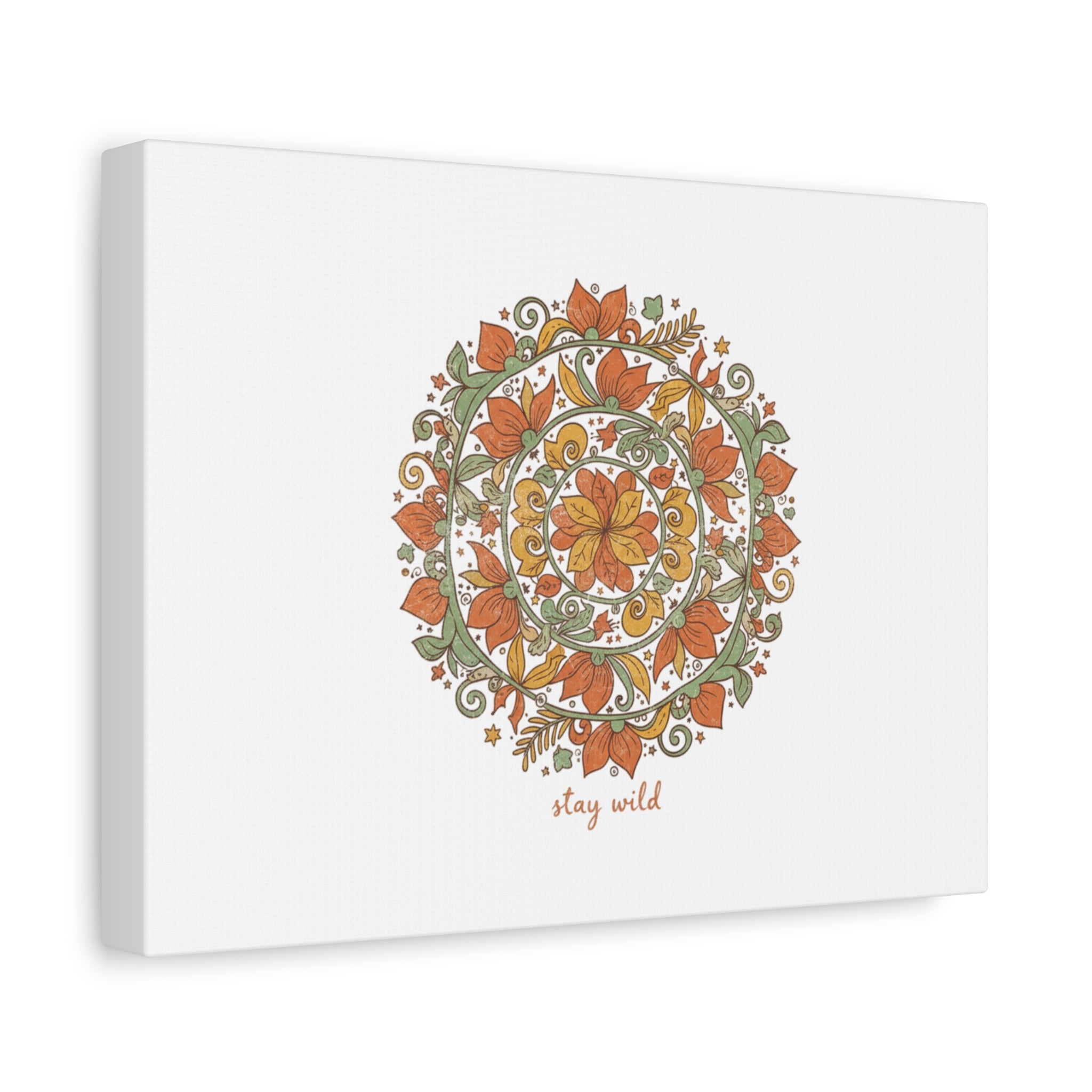 Stay Wild Mandala Canvas, Boho Paisley Wall Art | Artisanal Boho Print