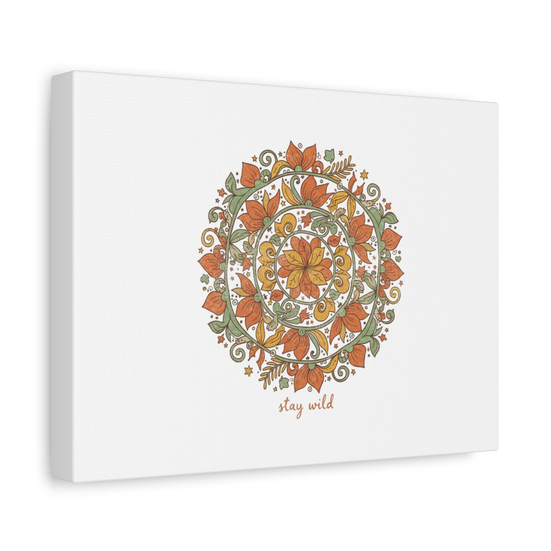 Stay Wild Mandala Canvas, Boho Paisley Wall Art | Artisanal Boho Print