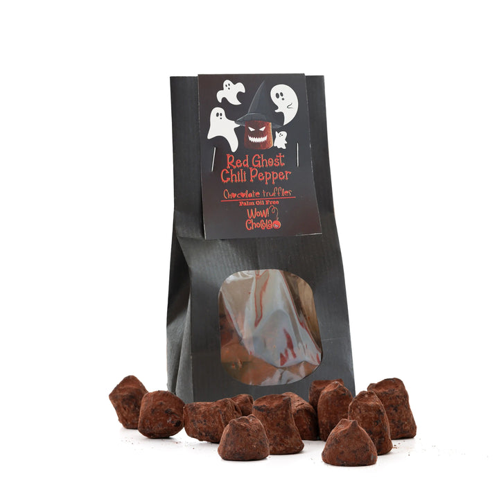 Red Ghost Chili Peppers - Halloween Chocolate Truffles - Biodegradable bag 130g - Goat Corp